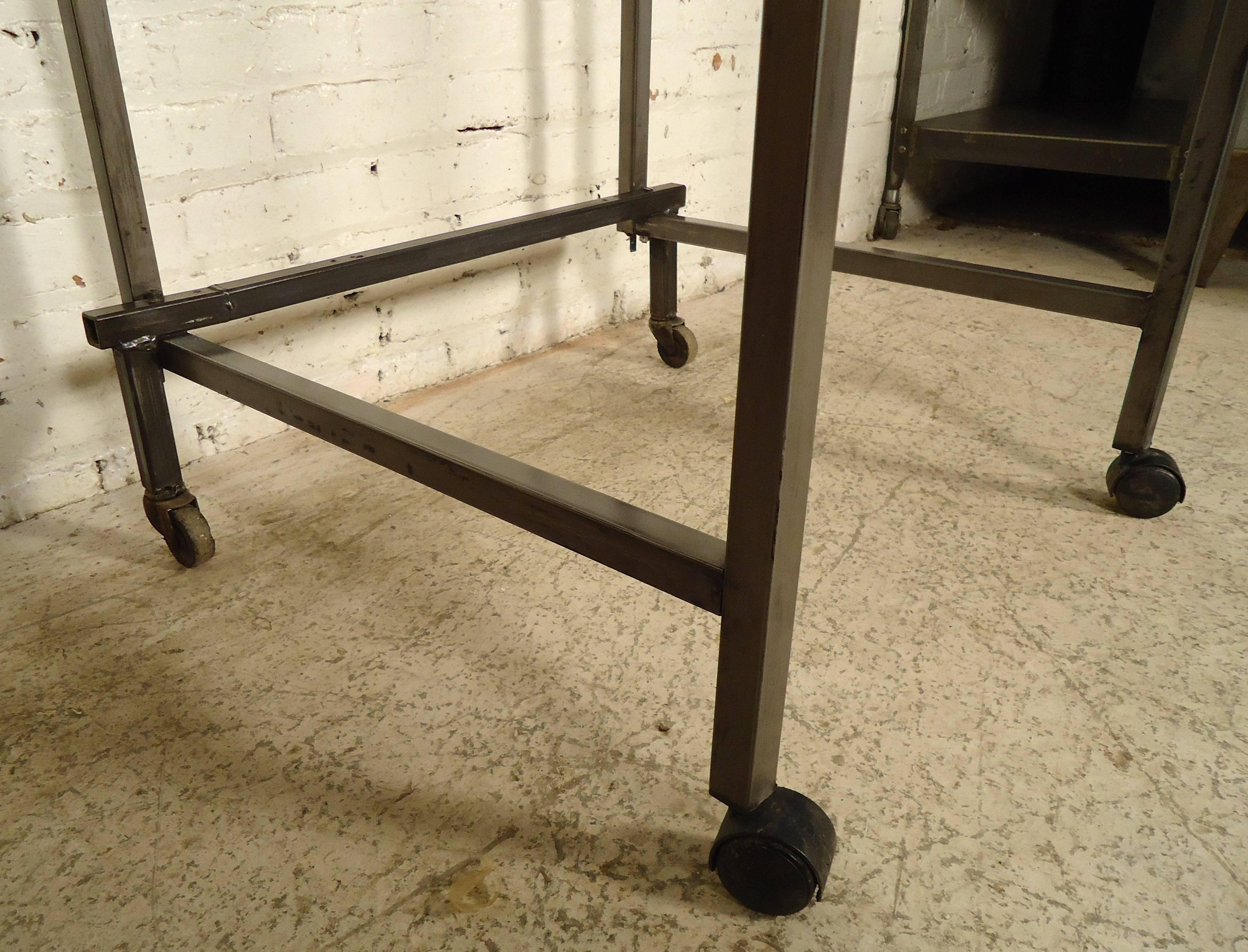 Mid-20th Century Industrial Metal Mobile Podium or Hostess Stand