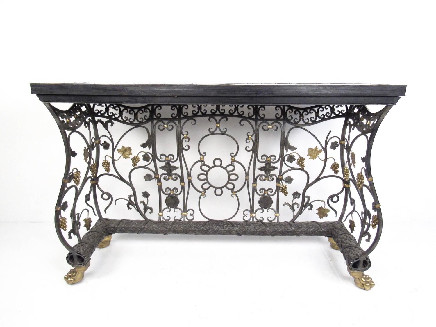 Ornate Iron, Brass and Bronze Console Table For Sale at 1stdibs