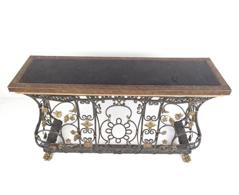 Ornate Iron, Brass and Bronze Console Table For Sale at 1stdibs