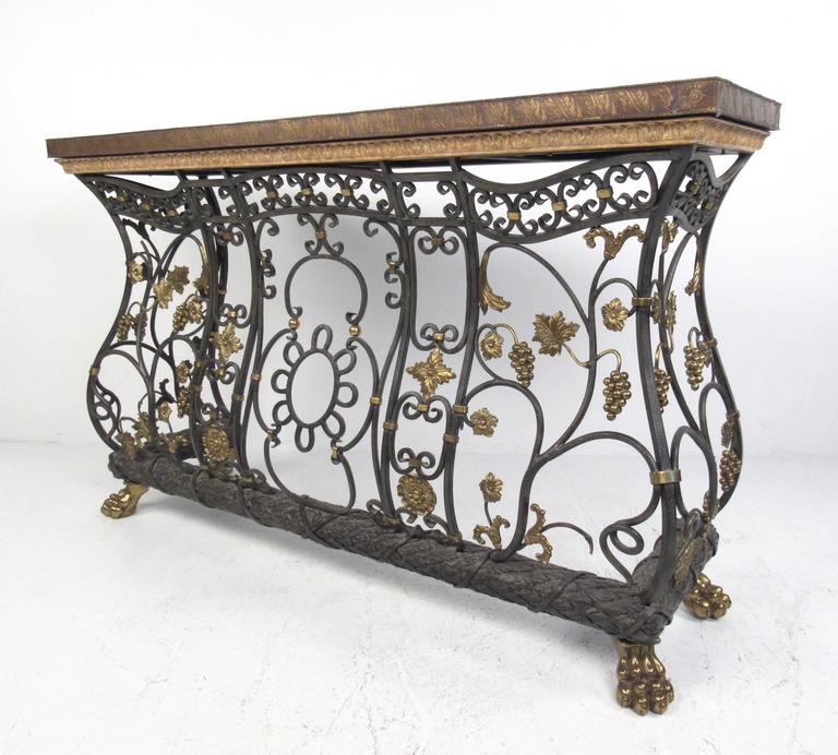 Ornate Iron, Brass and Bronze Console Table For Sale at 1stdibs
