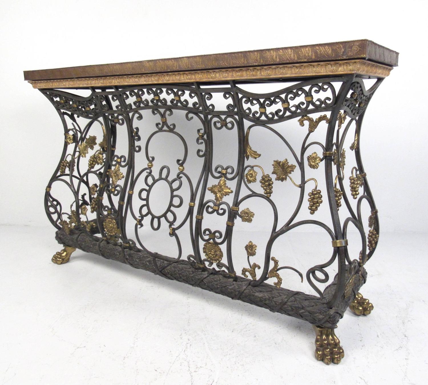 Ornate Iron, Brass and Bronze Console Table For Sale at 1stdibs