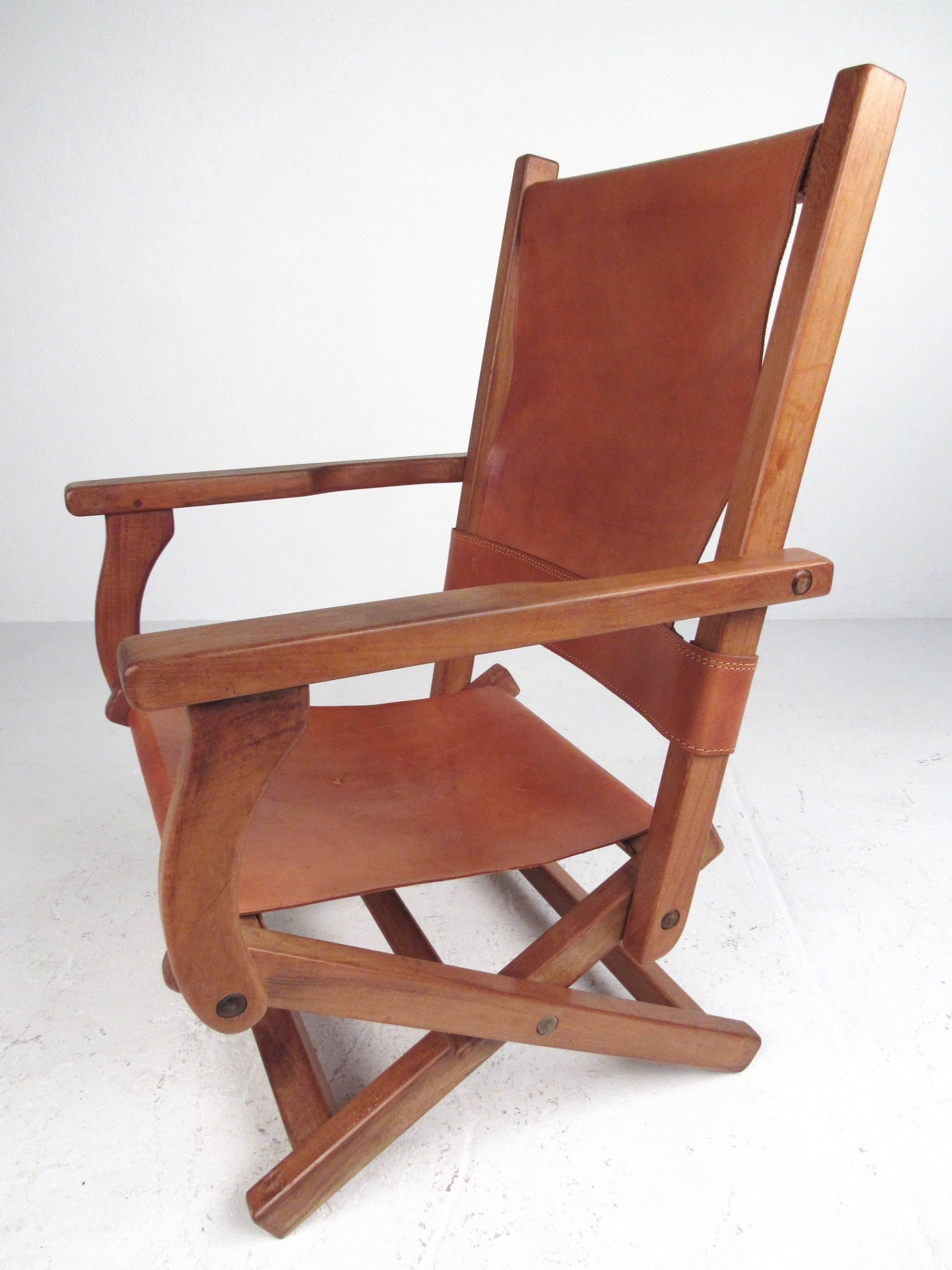 20th Century Contemporary Modern Folding Leather Armchair