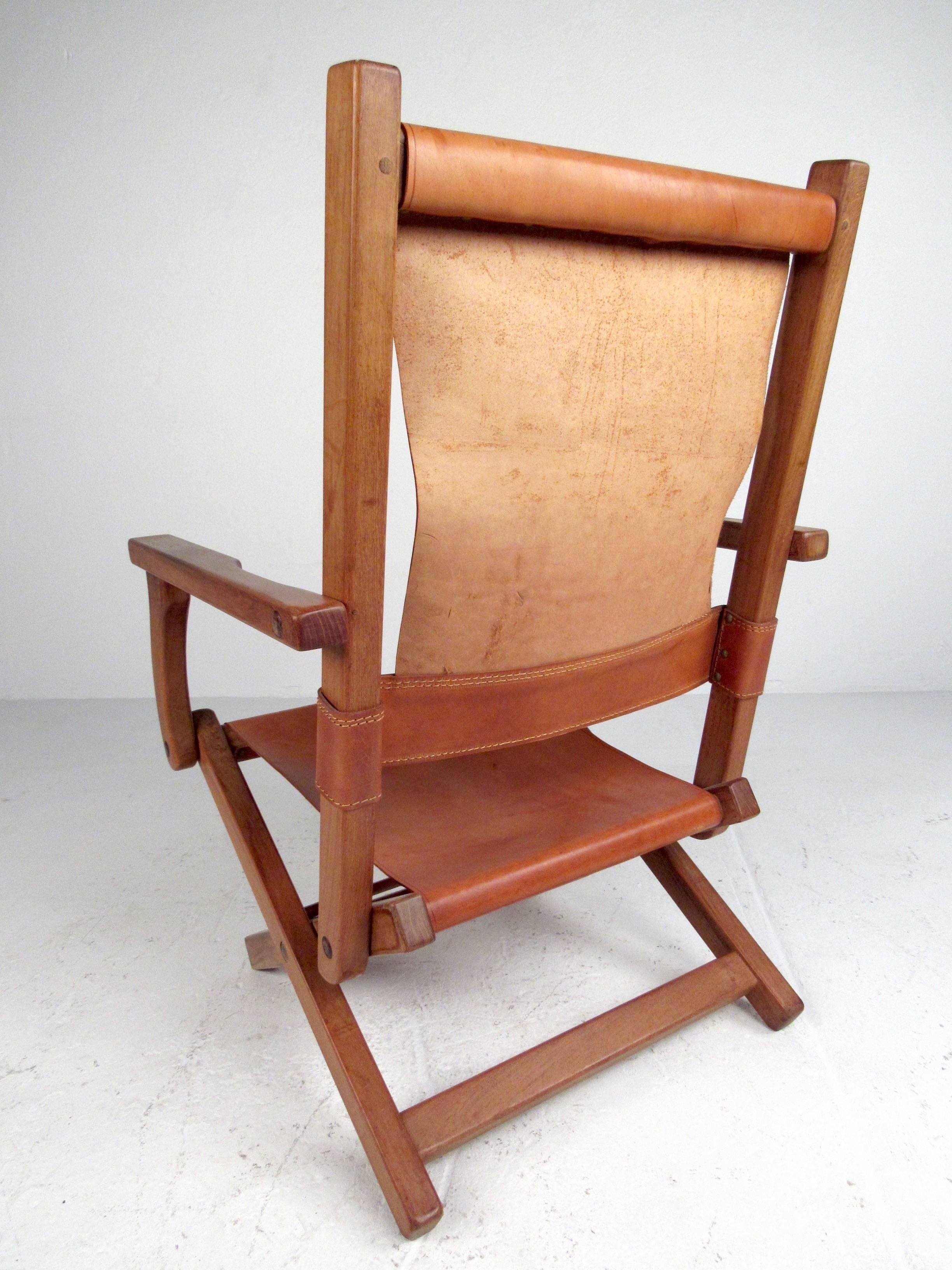Contemporary Modern Folding Leather Armchair 1