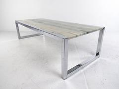 Vintage Modern Marble and Chrome Coffee Table after Milo Baughman