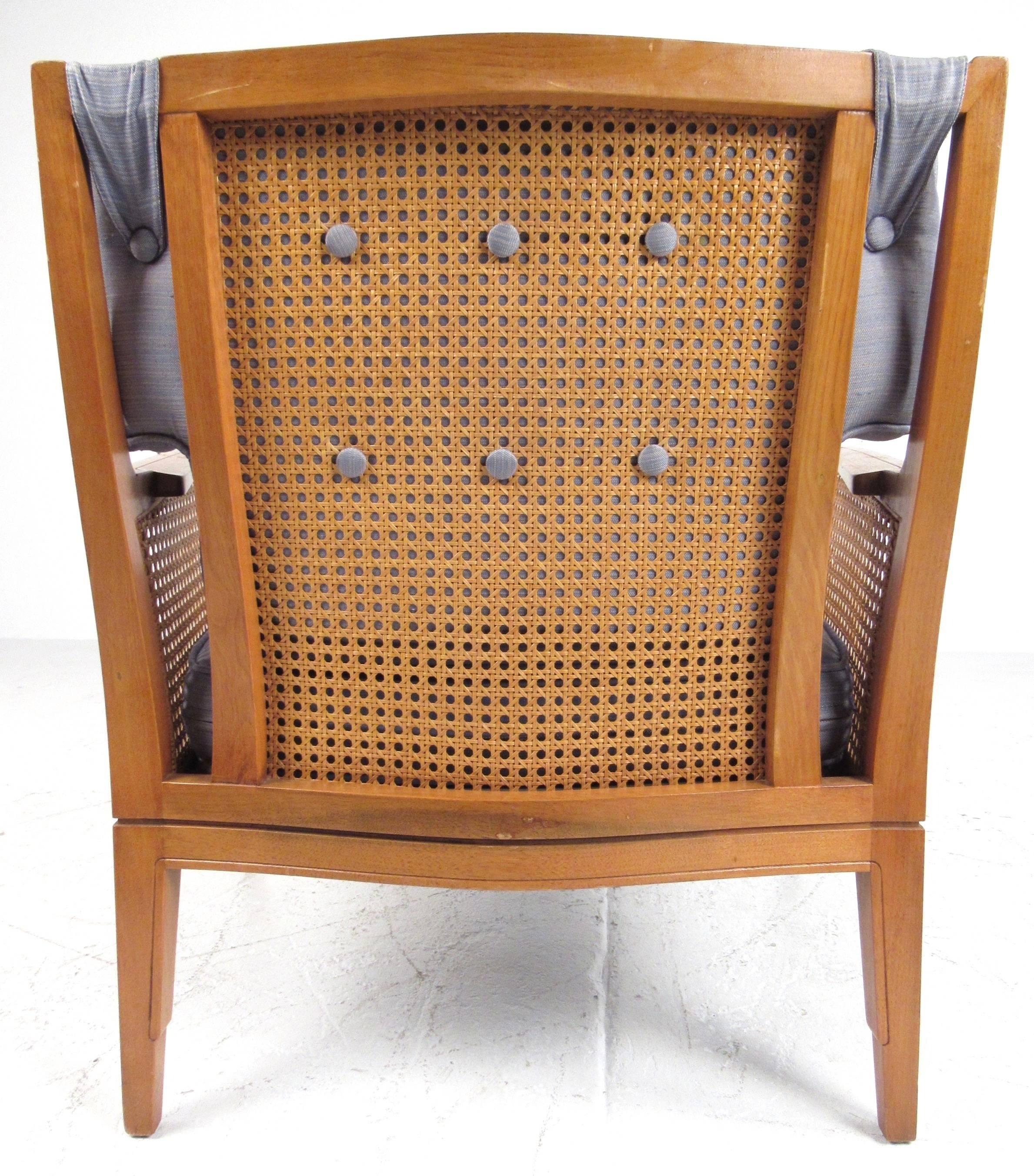 Set of Four Walnut and Cane Lounge Chairs In Good Condition In Brooklyn, NY