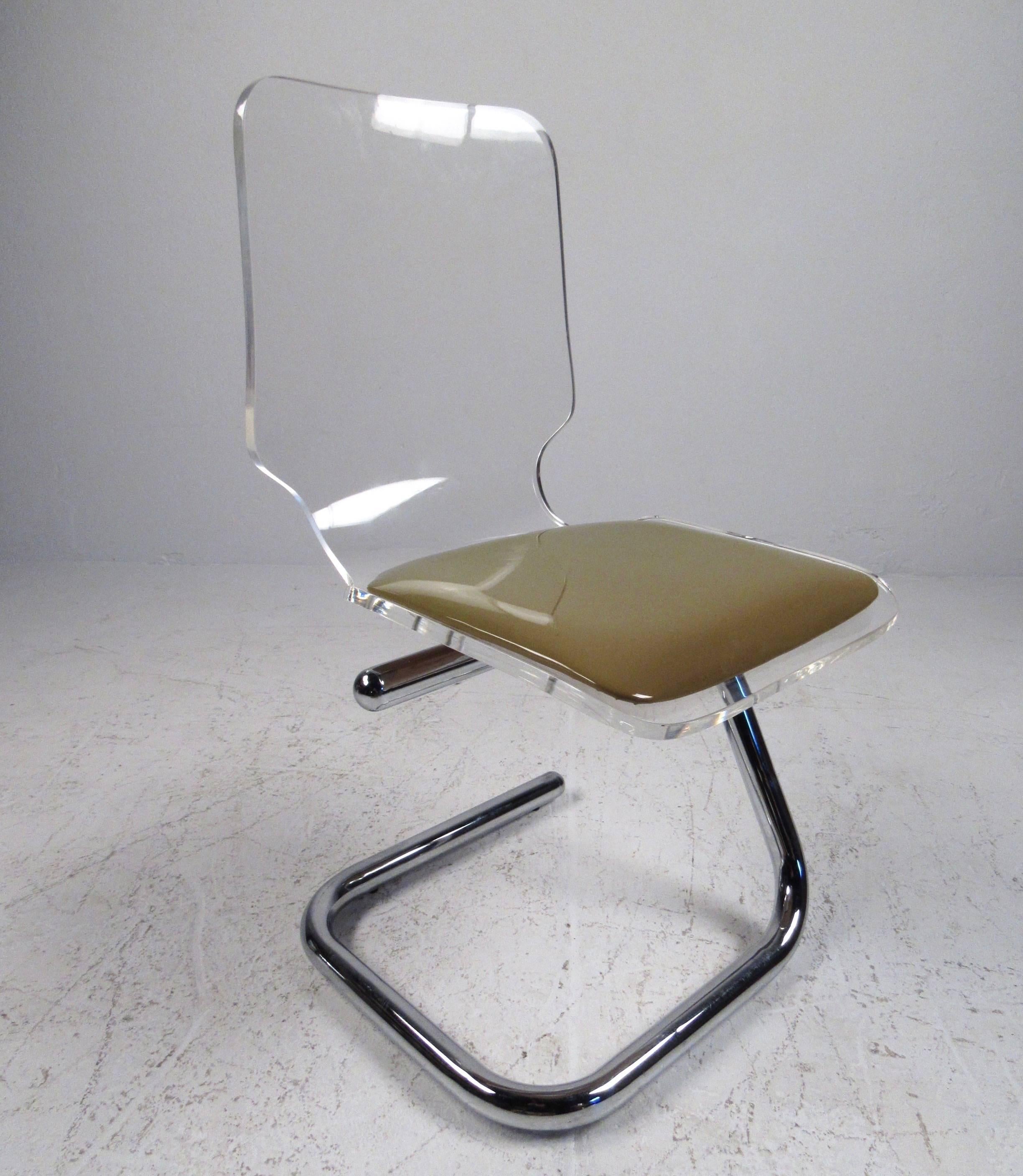 Late 20th Century Mid-Century Modern Lucite and Chrome Dining Chairs by Luigi Bardini