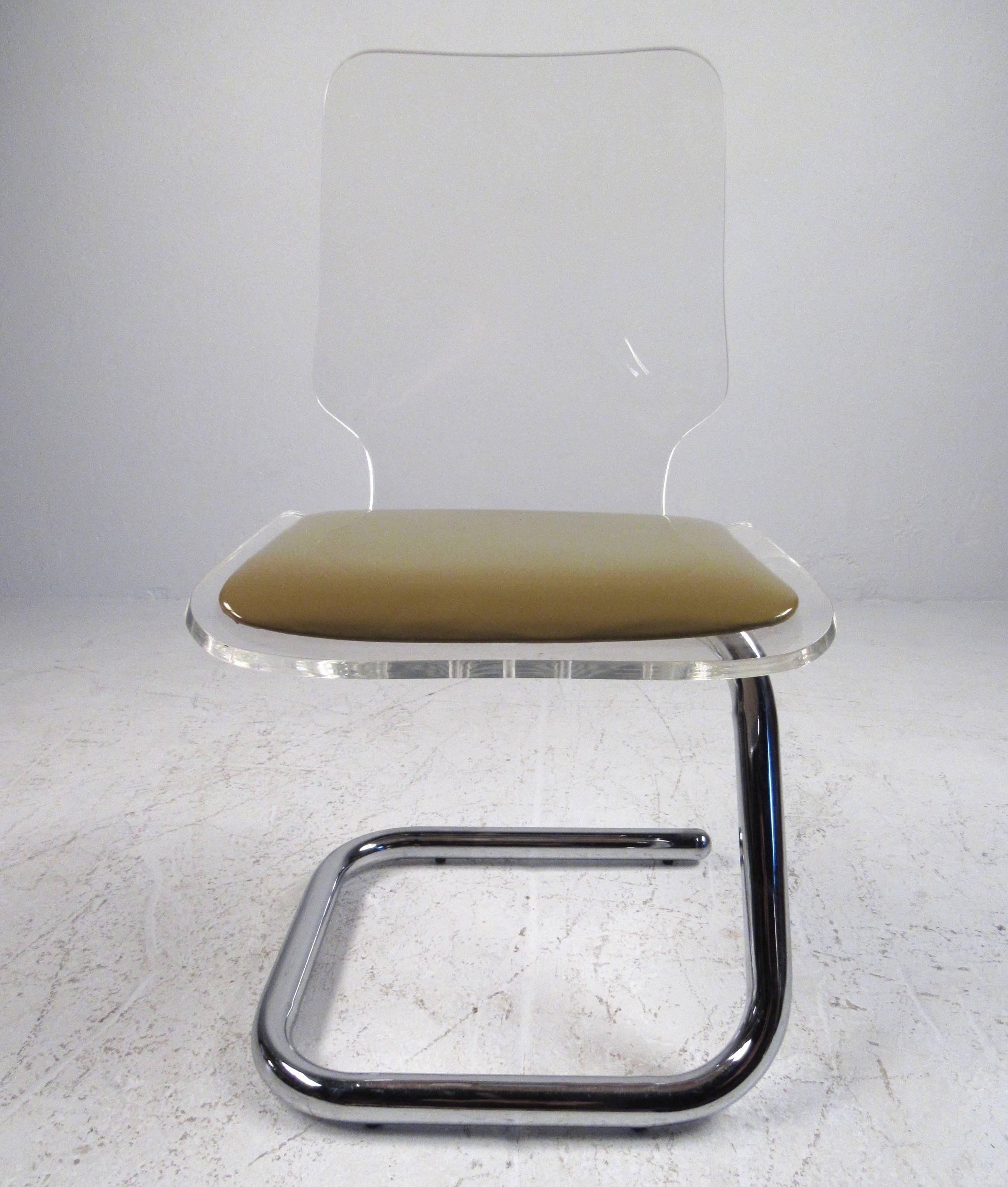 Mid-Century Modern Lucite and Chrome Dining Chairs by Luigi Bardini 2