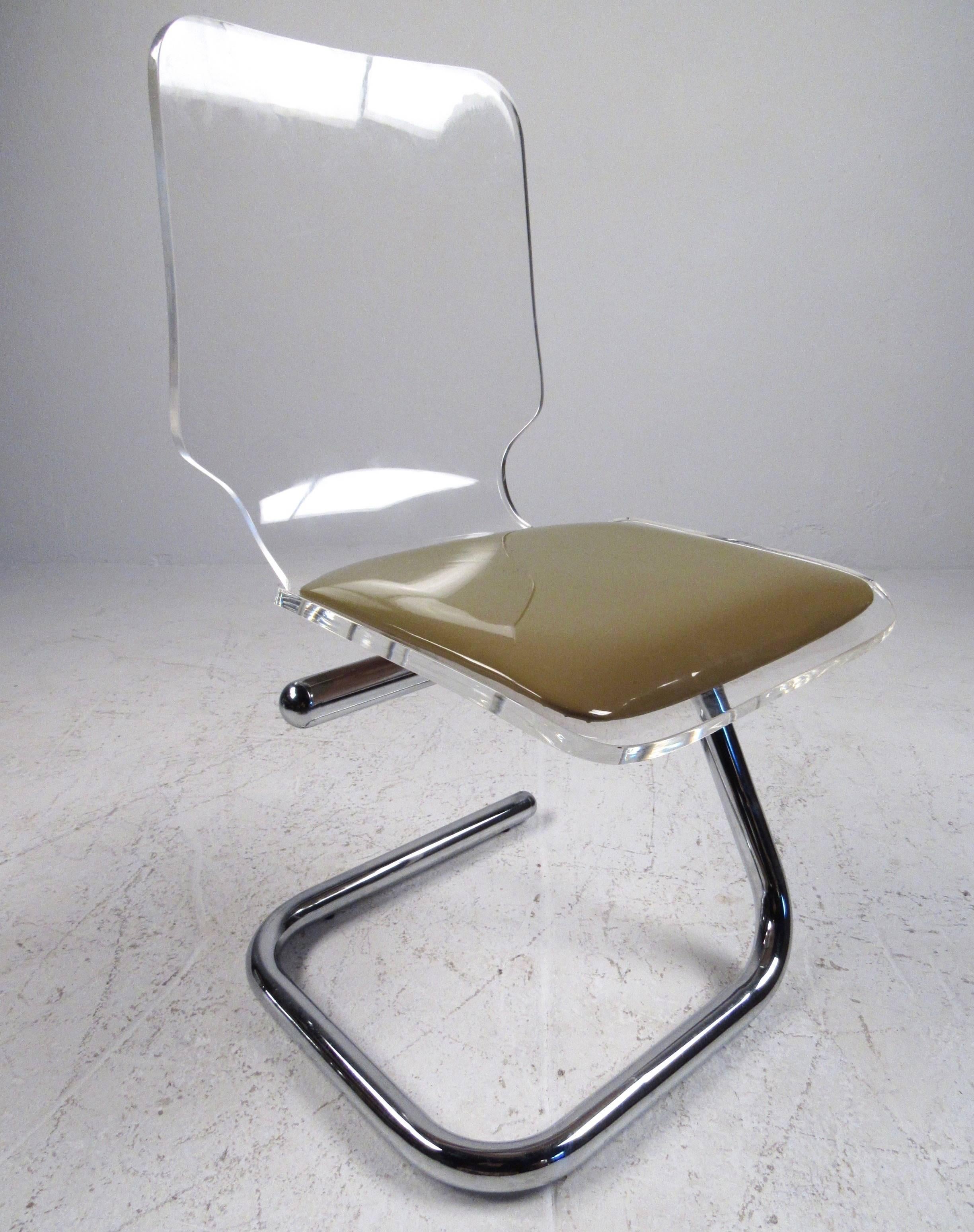 Mid-Century Modern Lucite and Chrome Dining Chairs by Luigi Bardini 3