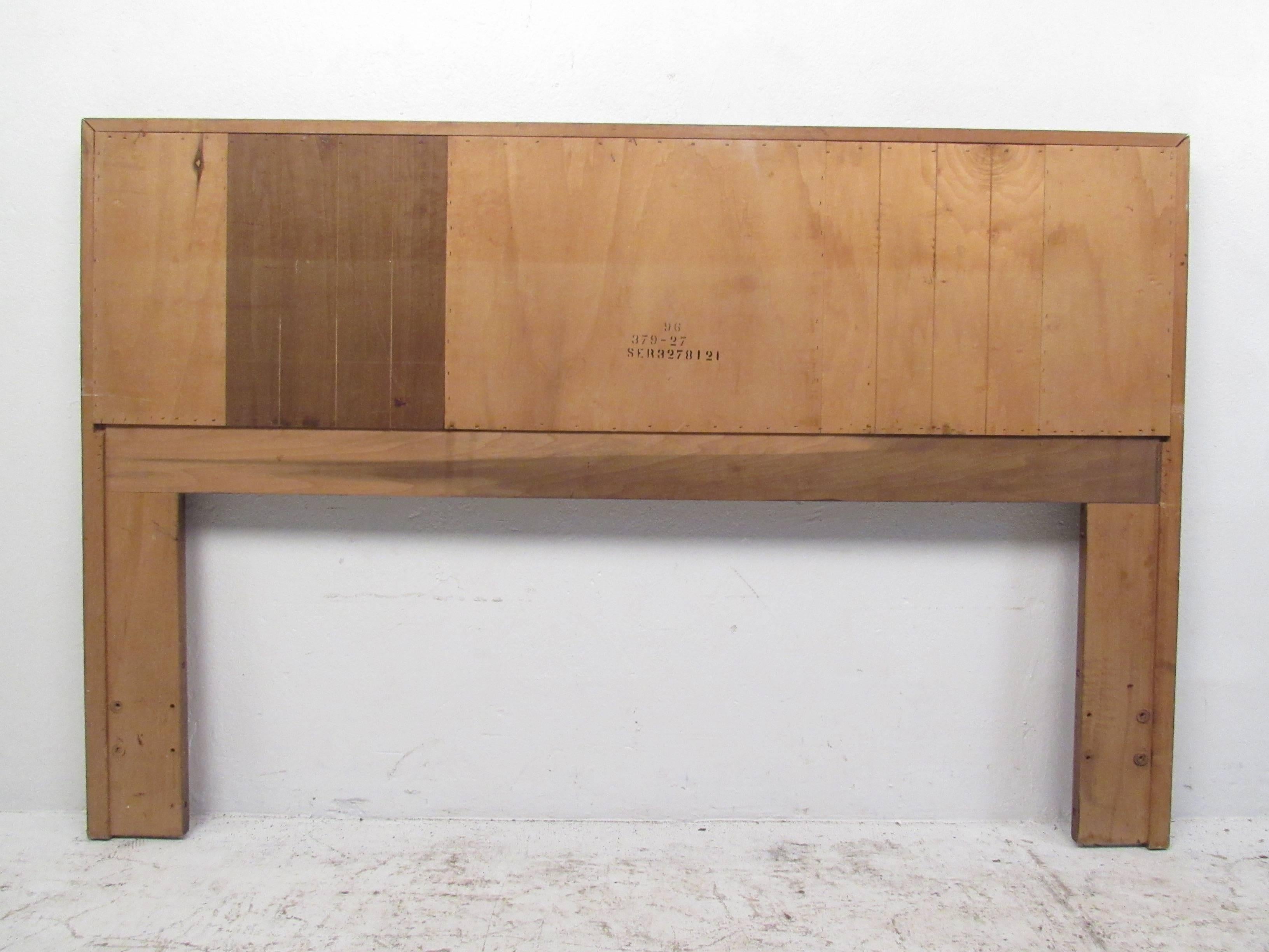 American Mid-Century Modern Rosewood and Walnut Queen-Size Bed Headboard