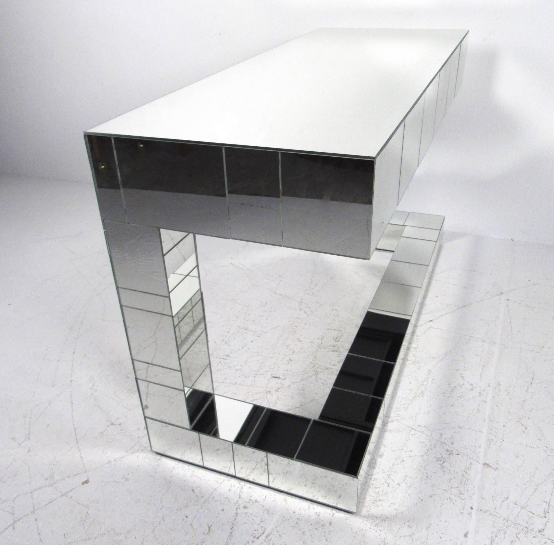 Contemporary Modern Mirrored Console Table