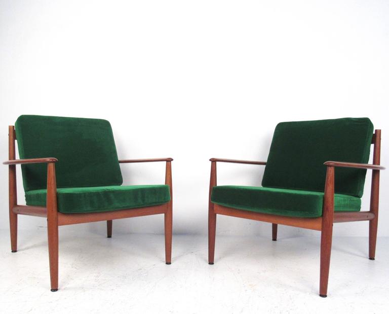 Mid-Century Modern Pair Scandinavian Modern Teak Armchairs by Grete Jalk for France and Son For Sale