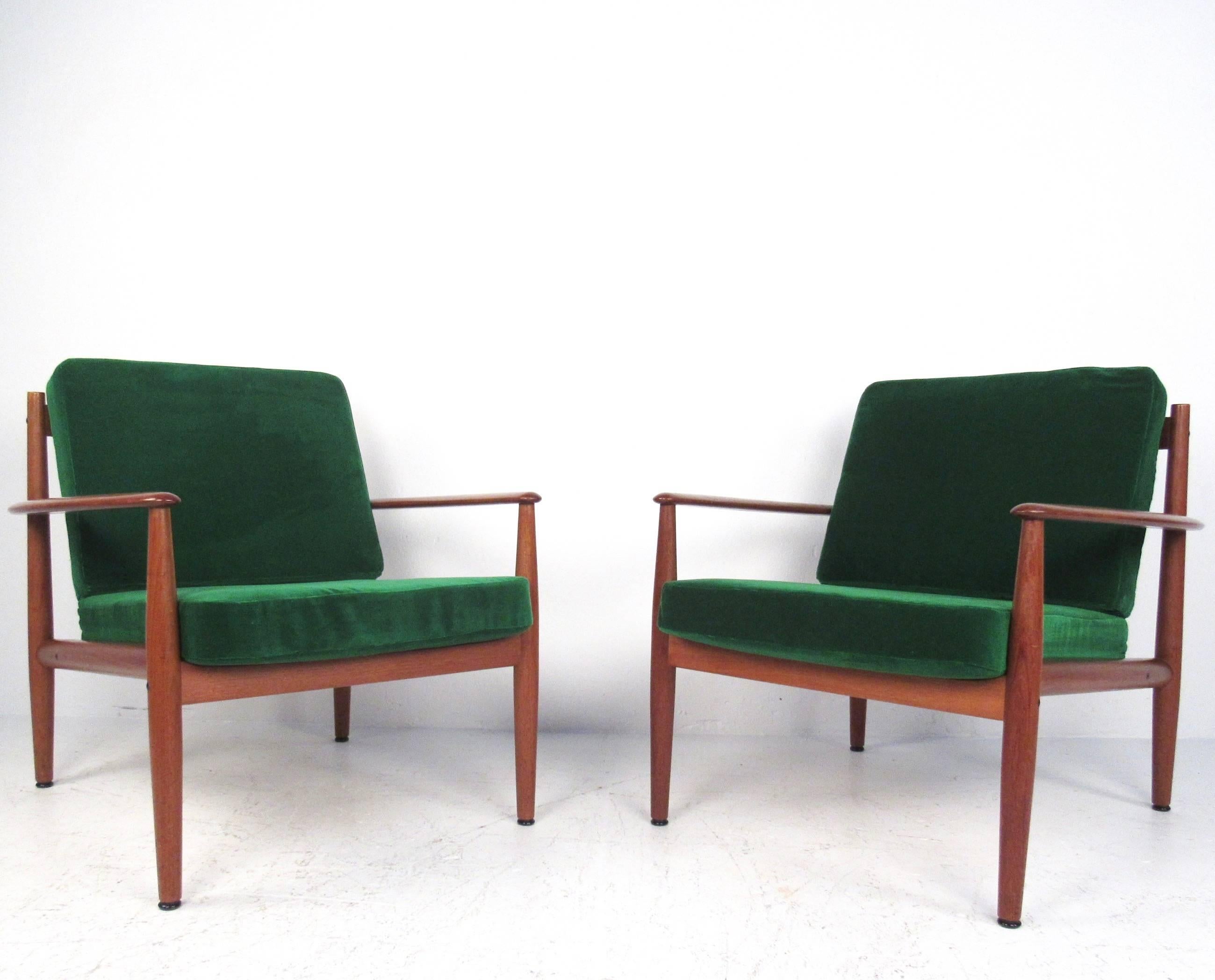 Mid-Century Modern Pair Scandinavian Modern Teak Armchairs by Grete Jalk for France and Son