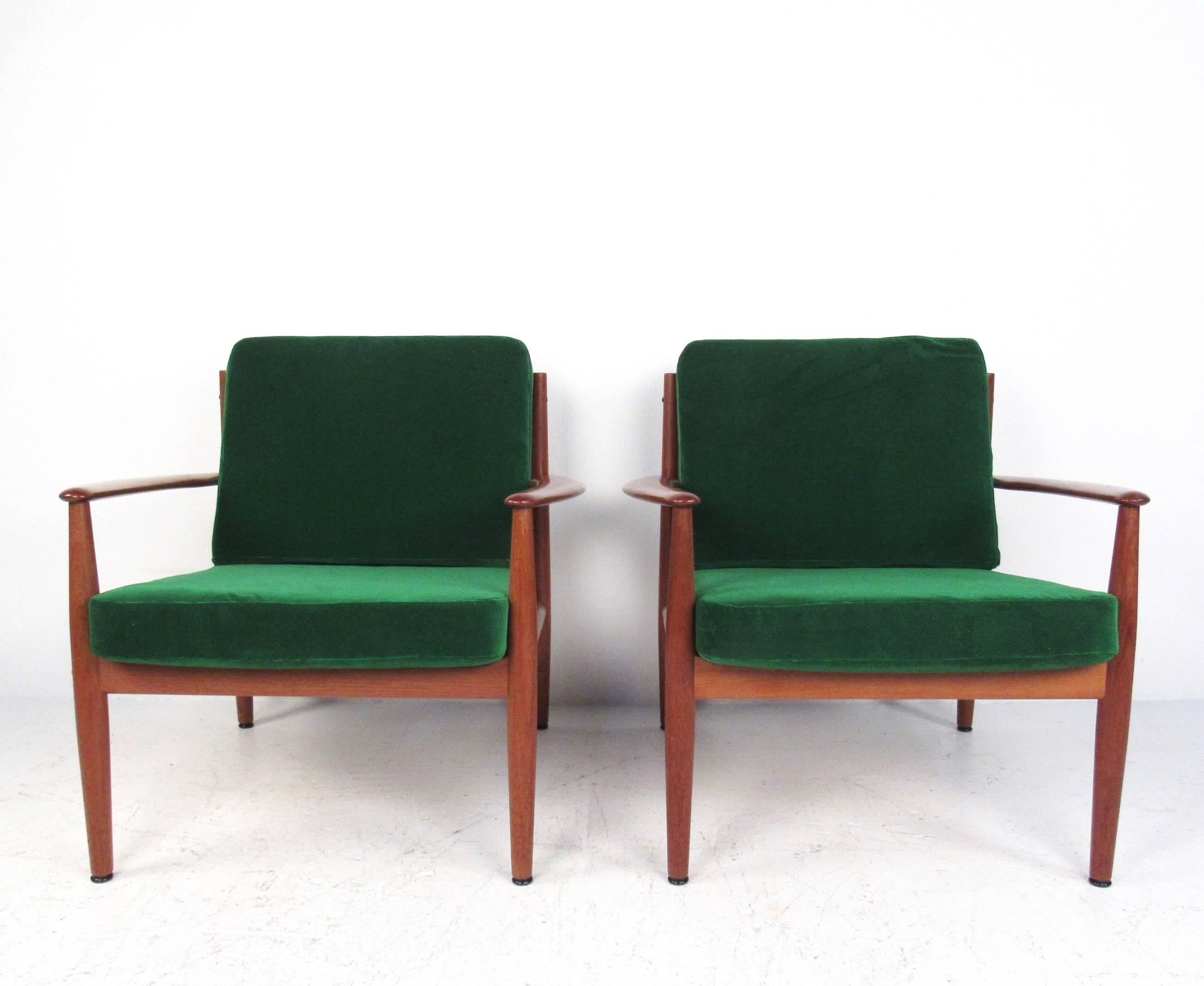 Danish Pair Scandinavian Modern Teak Armchairs by Grete Jalk for France and Son