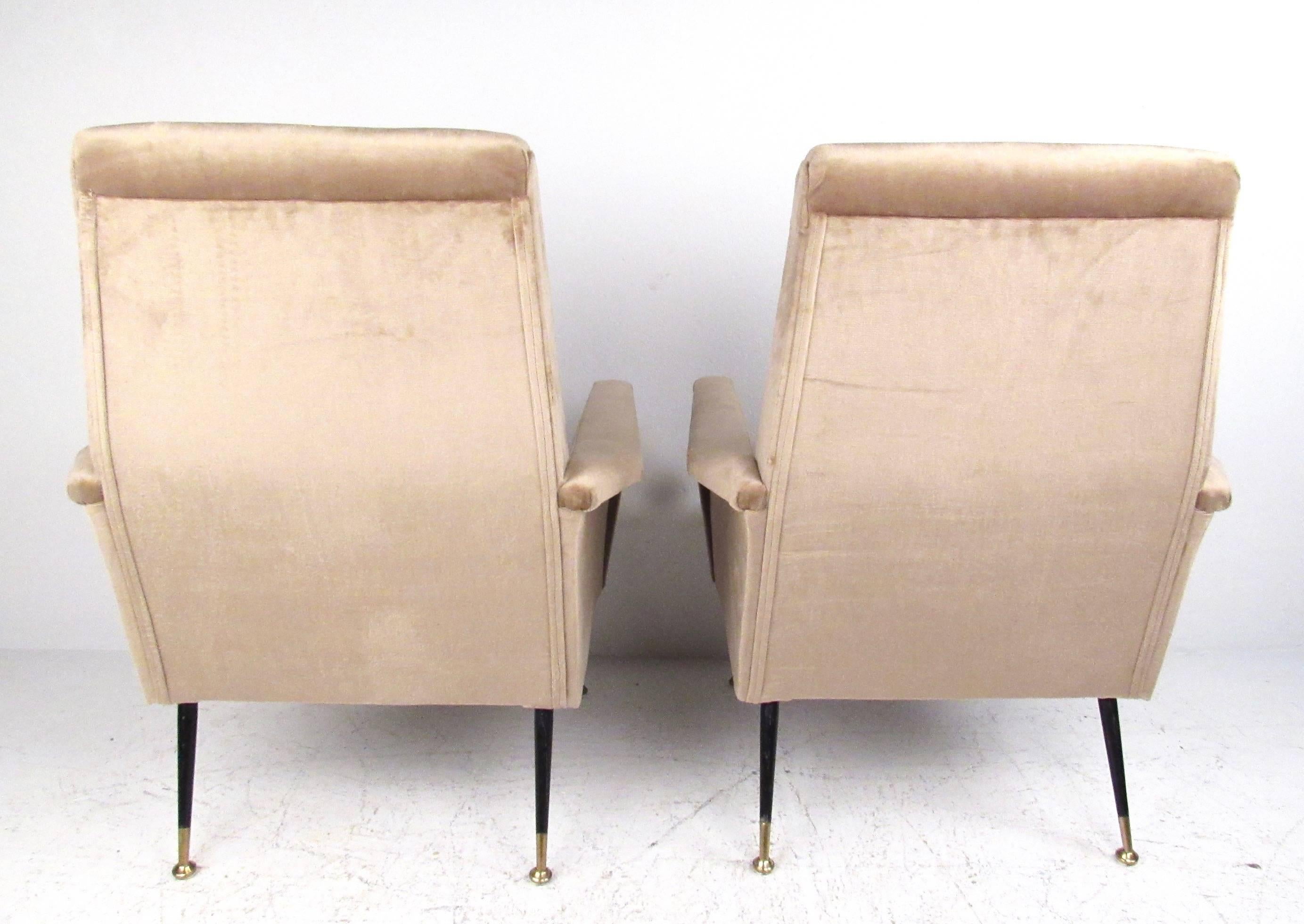 Mid-20th Century Pair Italian Modern Modern Zanuso Style Lounge Chairs