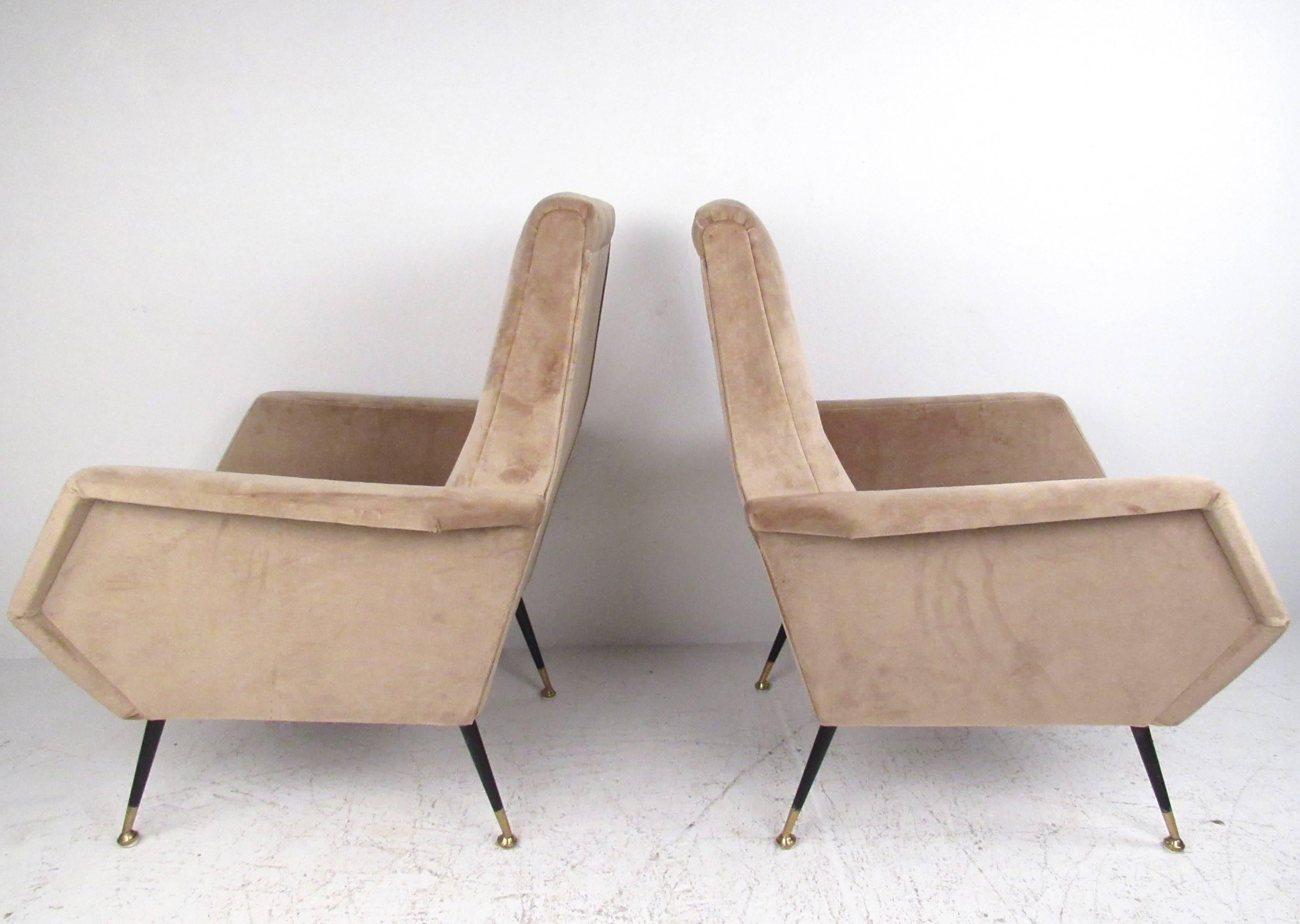 Mid-Century Modern Pair Italian Modern Modern Zanuso Style Lounge Chairs