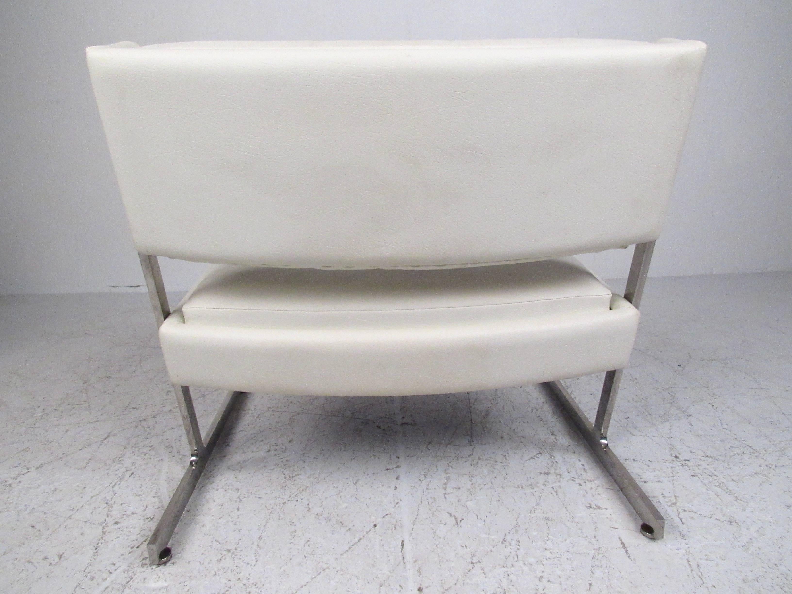 Chrome Pair of Mid-Century Harvey Probber Slipper Chairs For Sale