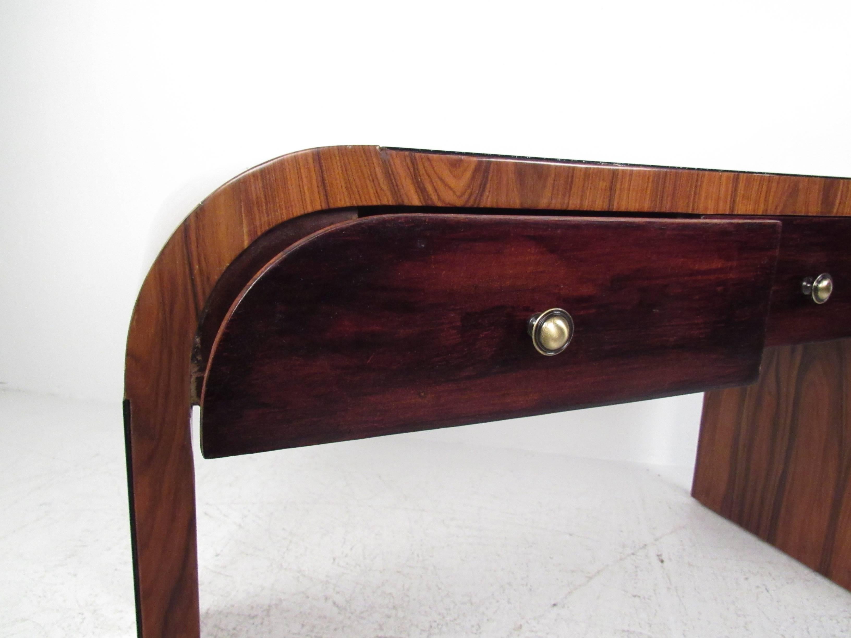 Mirror Italian Modern Writing Desk in Rosewood