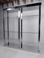 Paul Evans "Cityscape" Display Shelf in Chrome and Glass