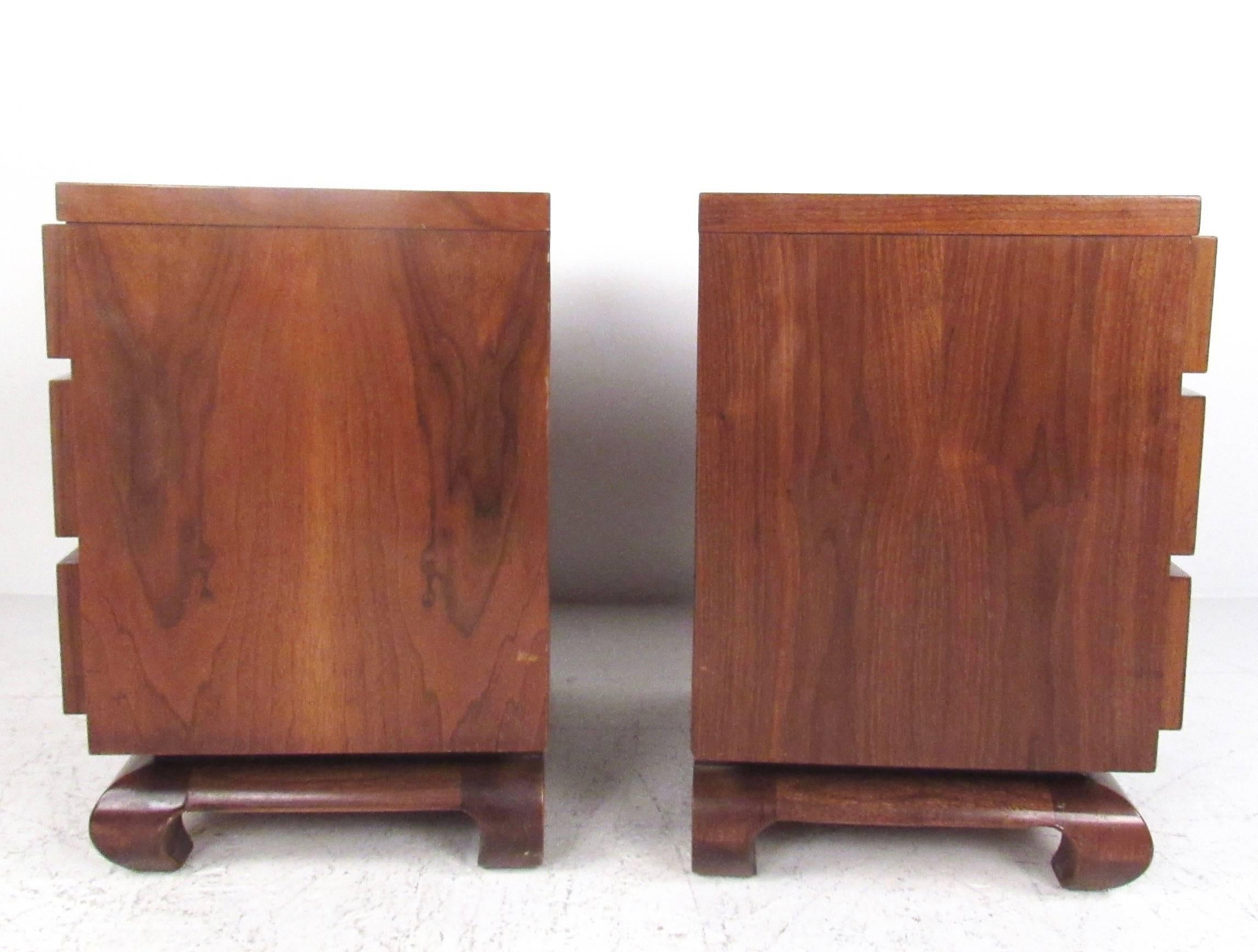 Mid-20th Century Pair of Mid-Century Three-Drawer Nightstands by American of Martinsville