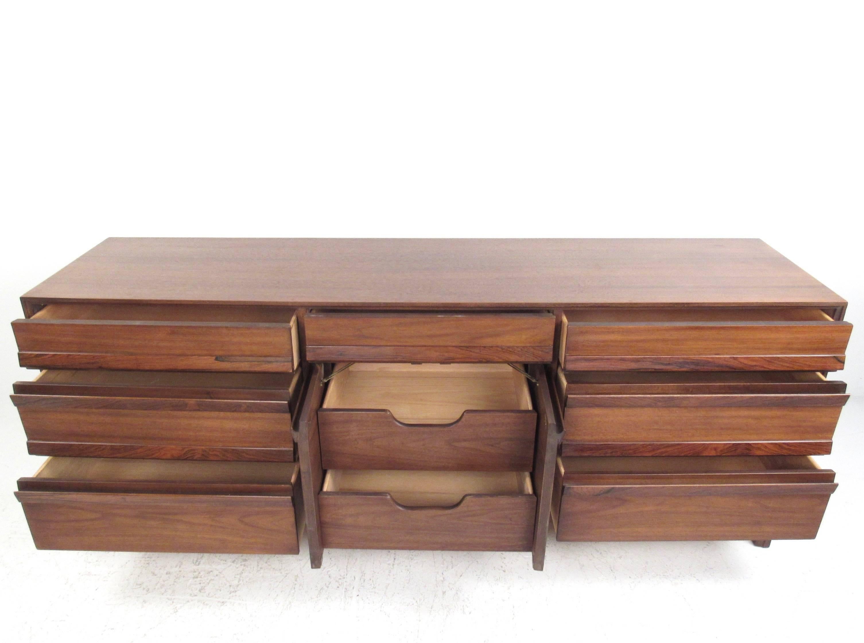 American Stylish Mid-Century Modern Walnut and Rosewood Dresser