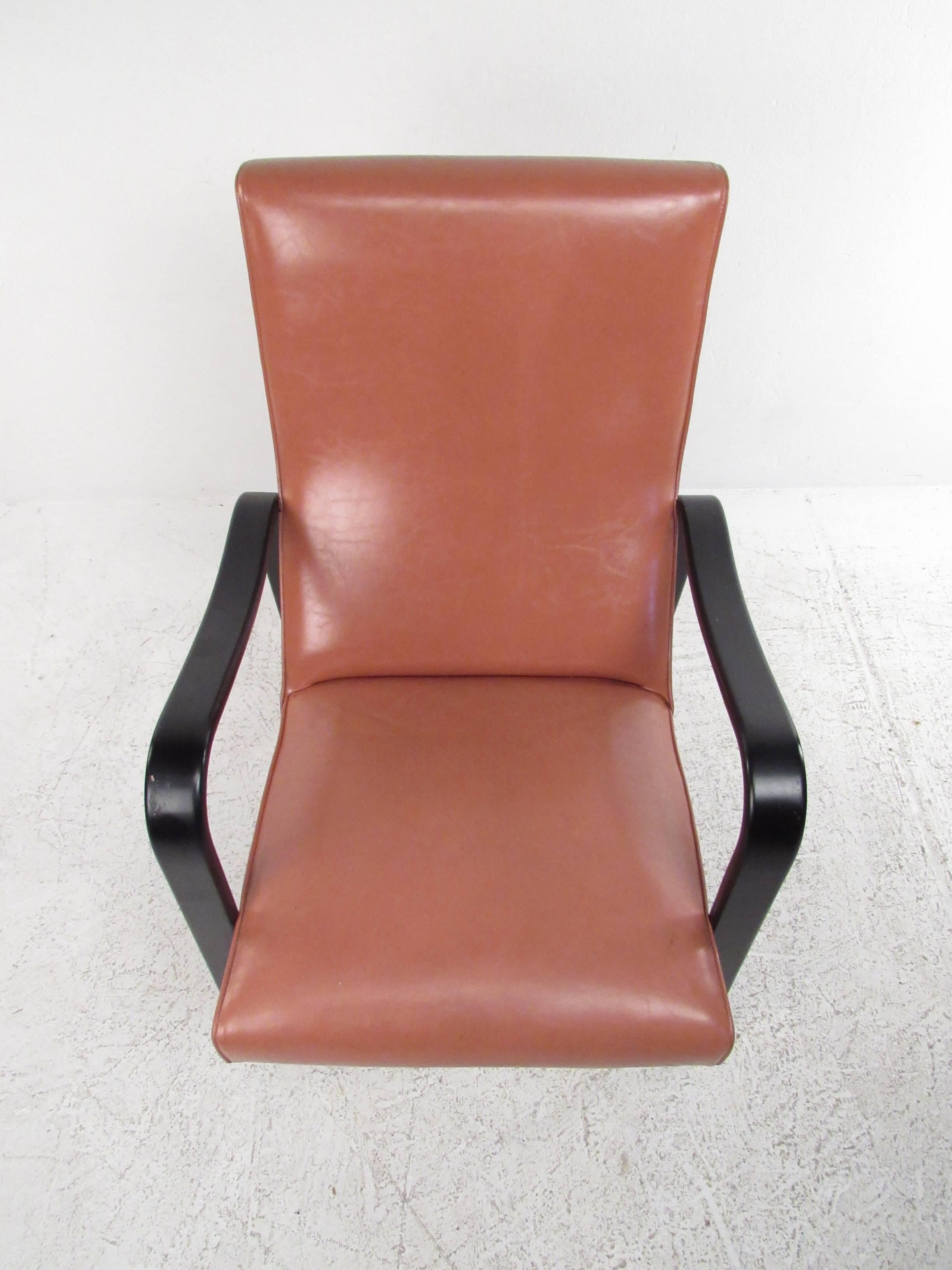mid century high back lounge chair
