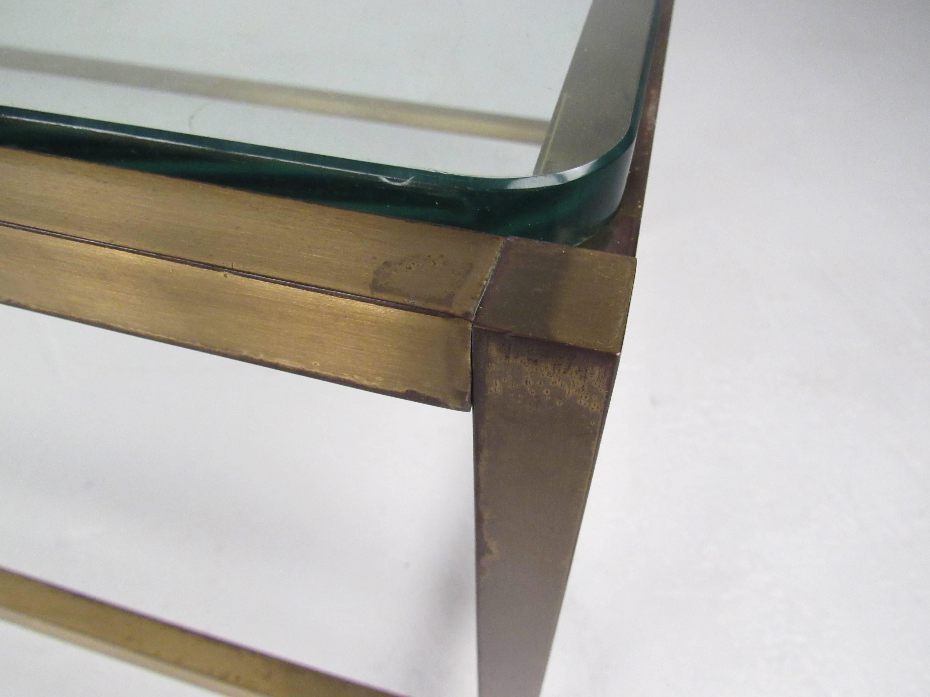 Mid-Century Modern Brass and Glass Probber Style Coffee Table In Good Condition In Brooklyn, NY