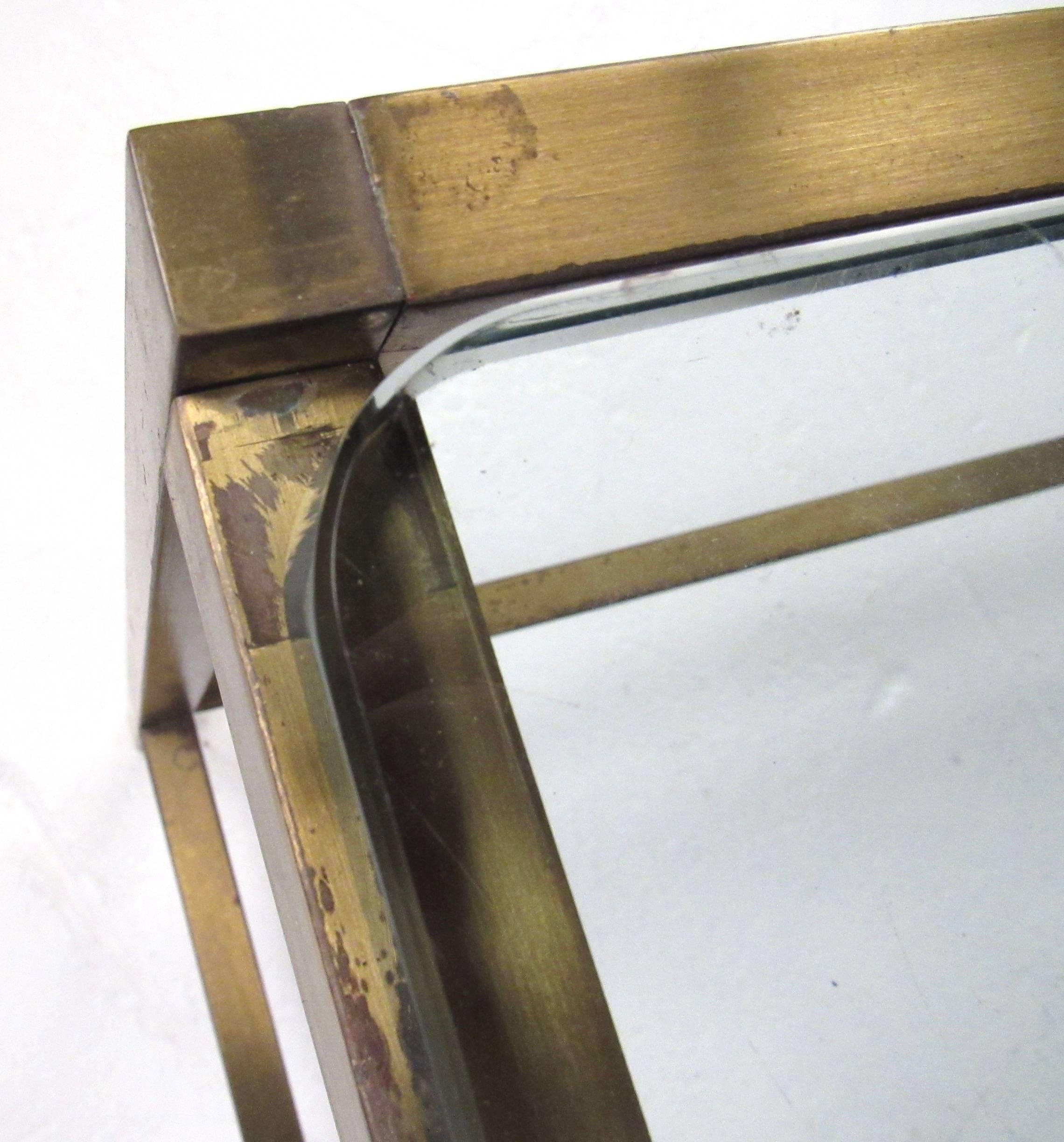 Mid-Century Modern Brass and Glass Probber Style Coffee Table 4