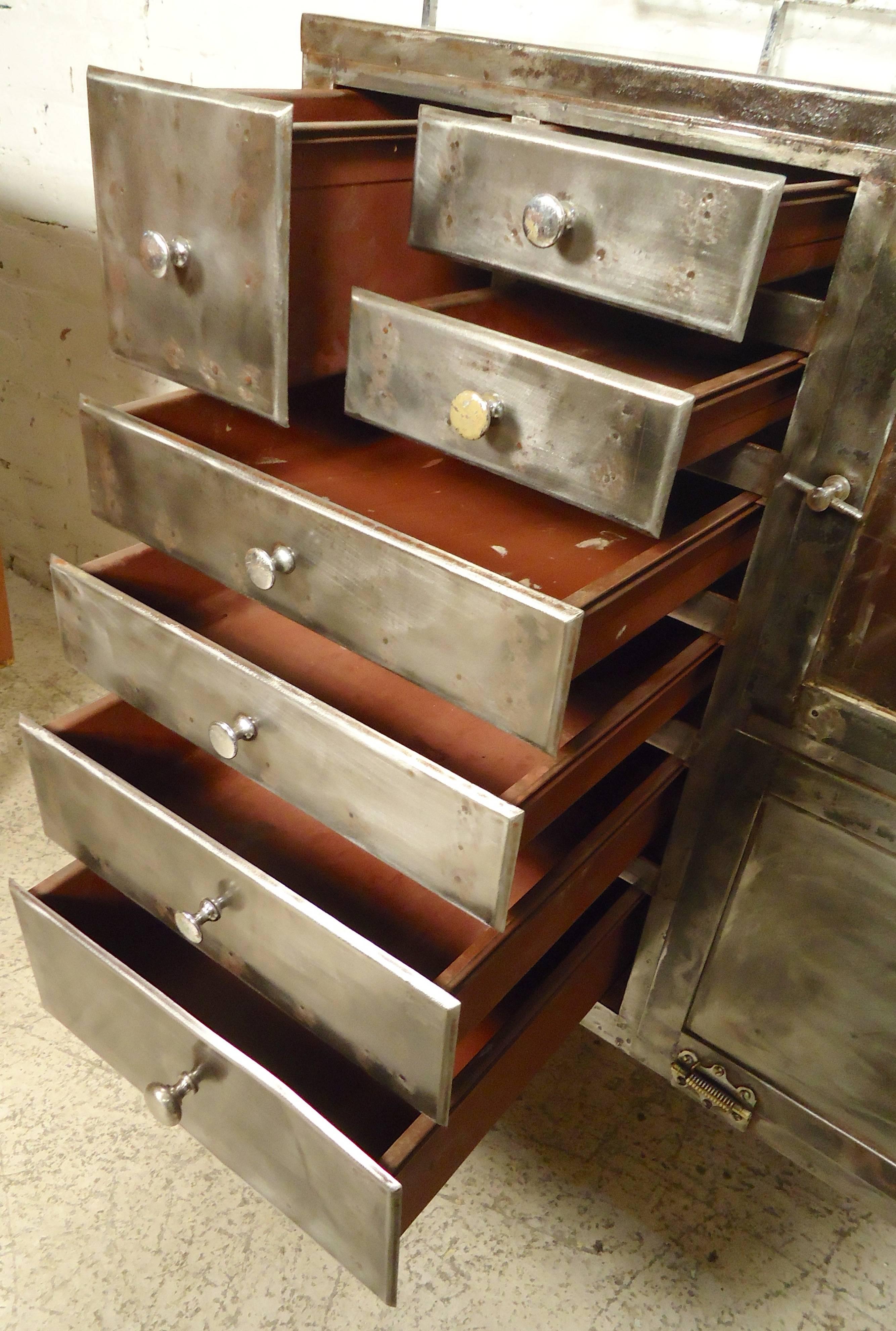Industrial Metal Storage Cabinet Restored In Distressed Condition In Brooklyn, NY