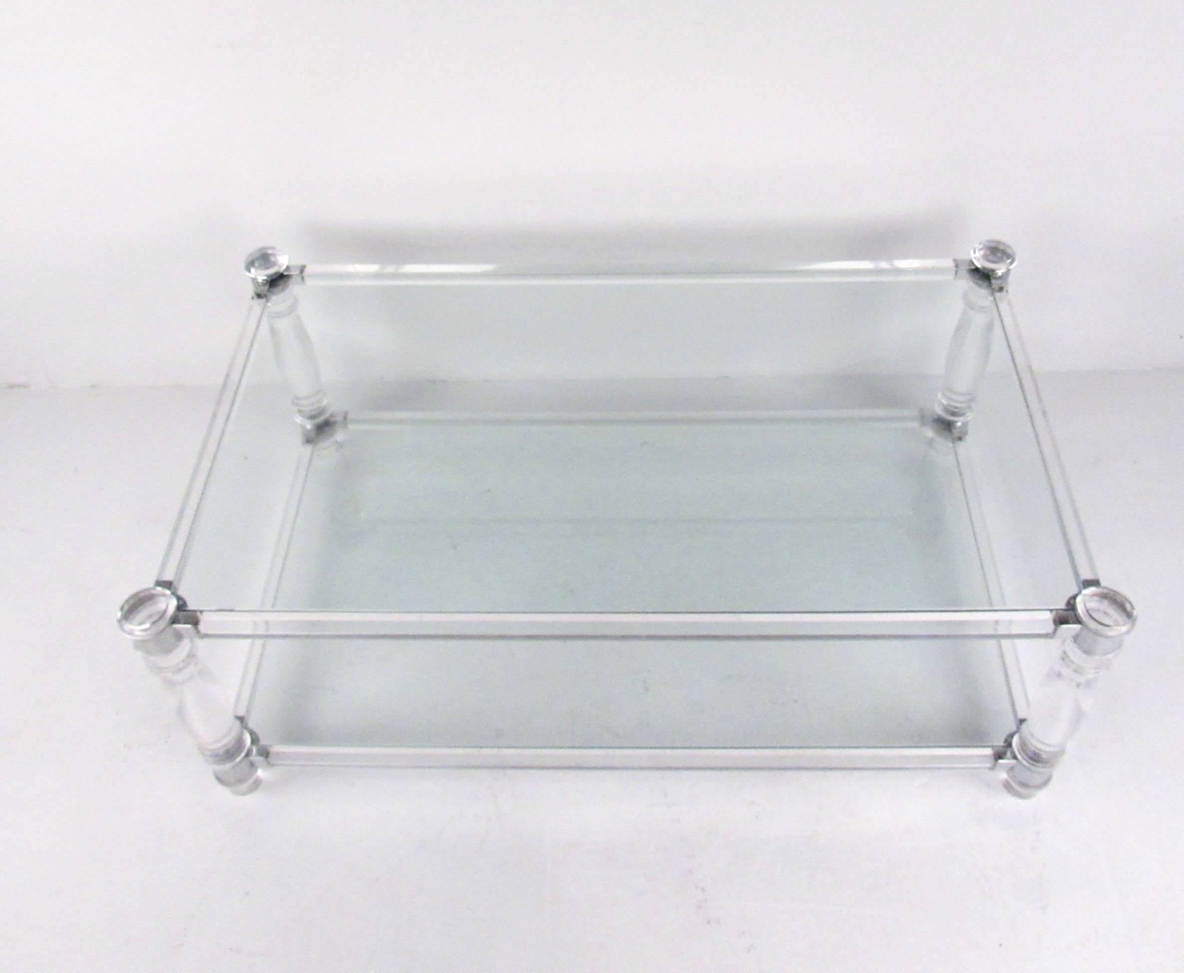 American Lucite + Chrome Coffee Table after Charles Hollis Jones For Sale