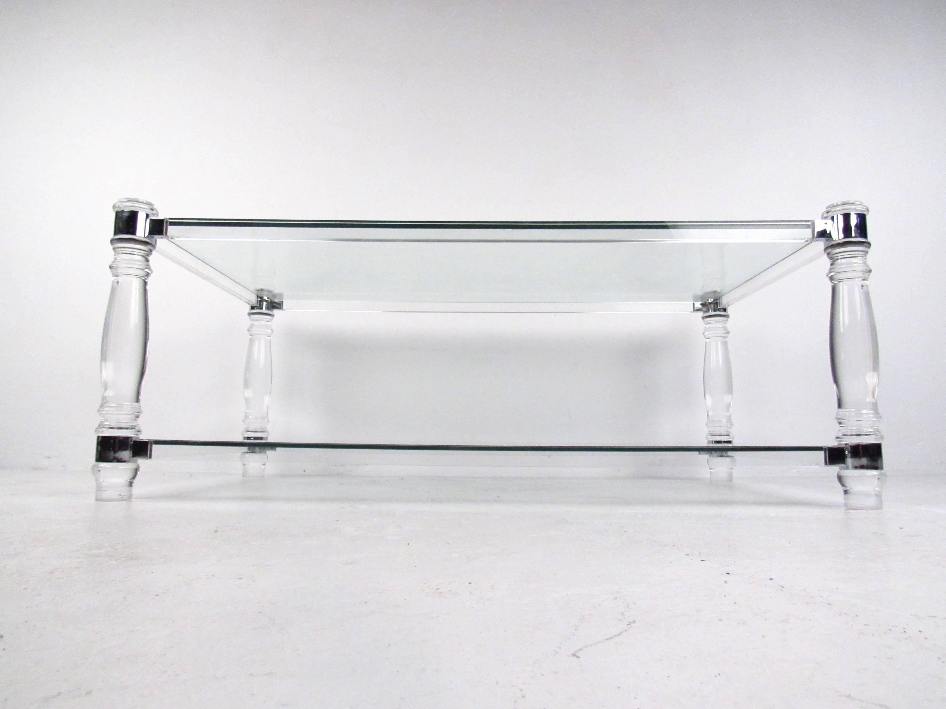 Lucite + Chrome Coffee Table after Charles Hollis Jones For Sale 1