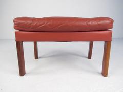 Danish Modern Tufted Leather Ottoman