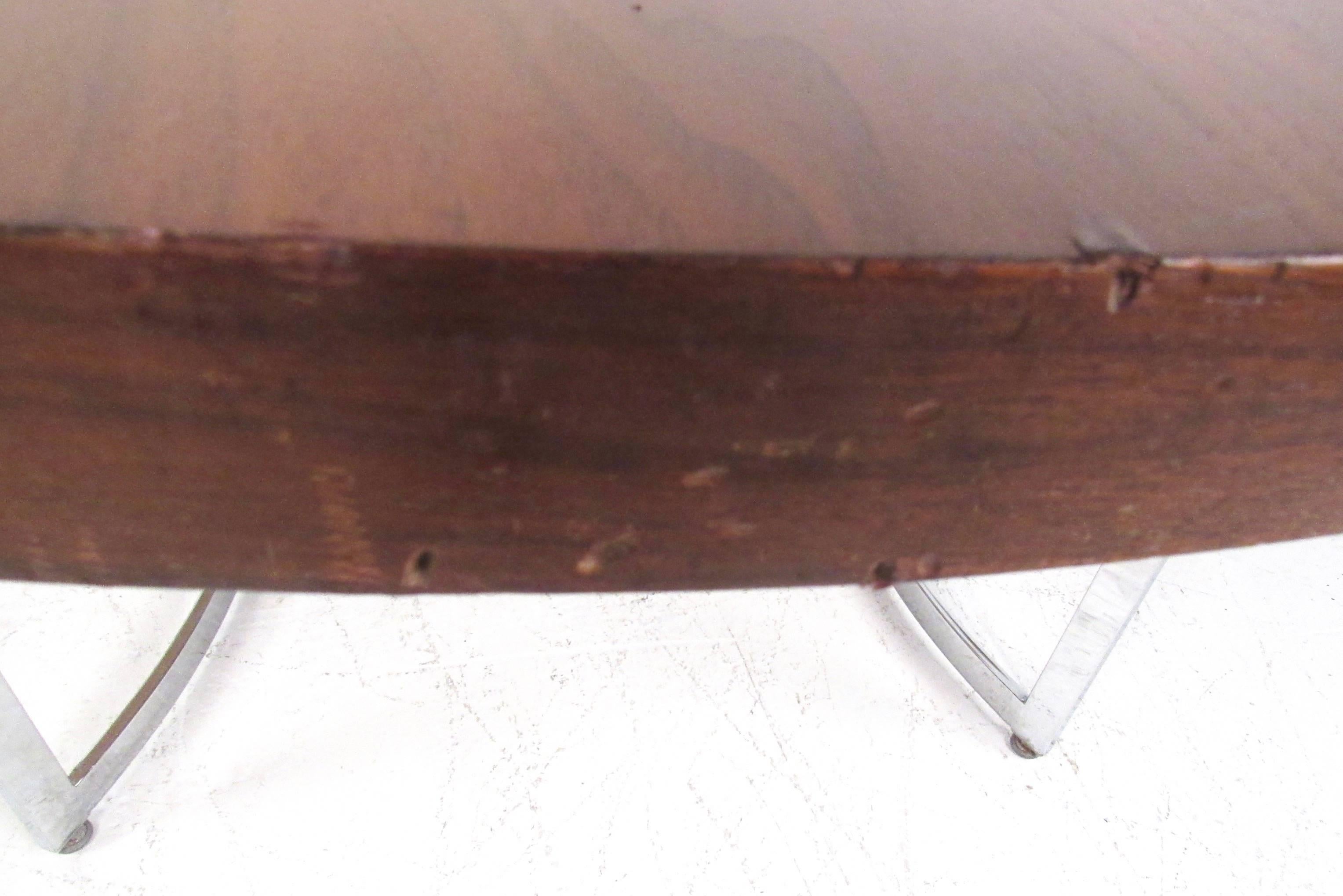 Mid-Century Modern Burl Wood Dining Table 1