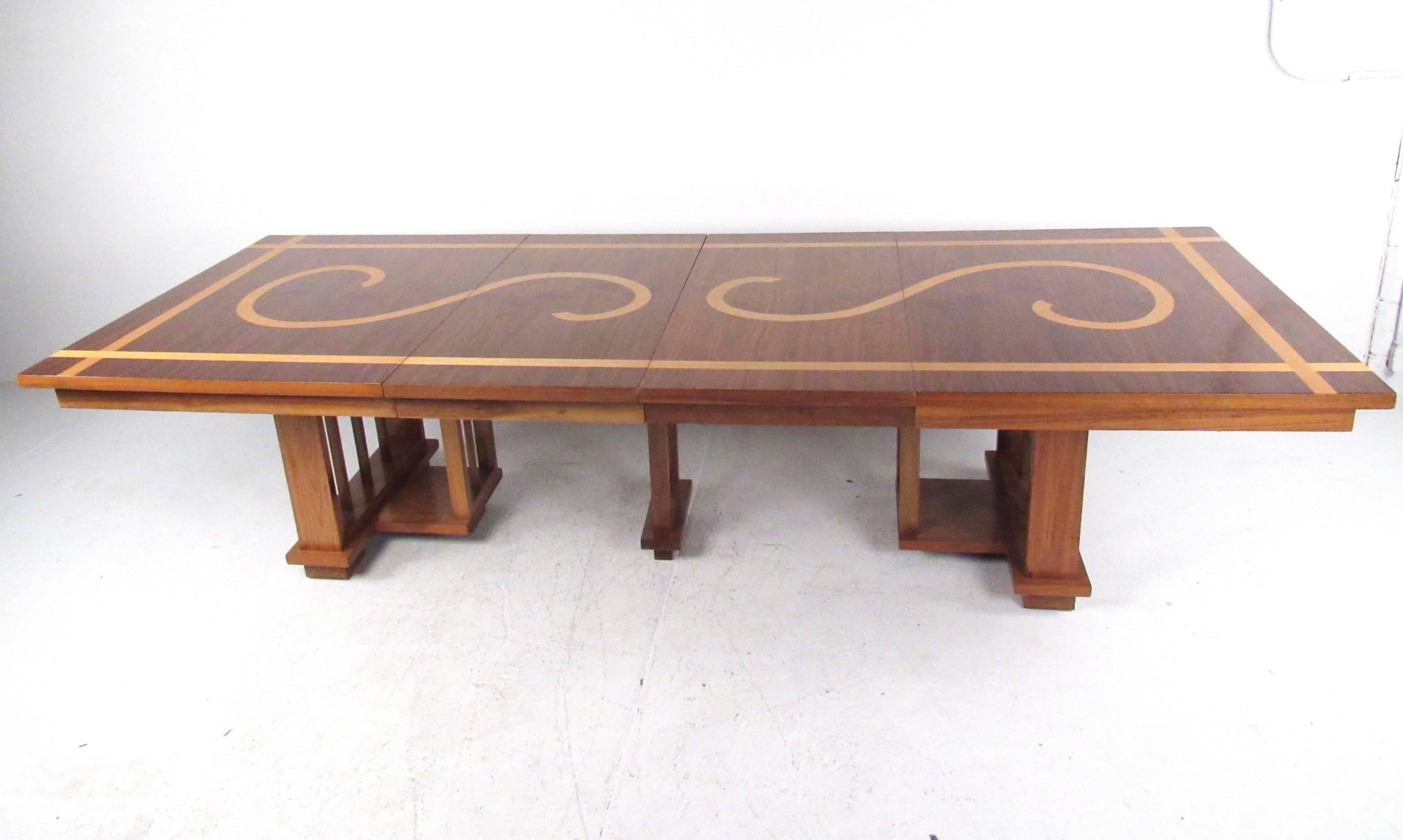 Mid-Century Modern Impressive Dining Table in the Style of Frank Lloyd Wright For Sale