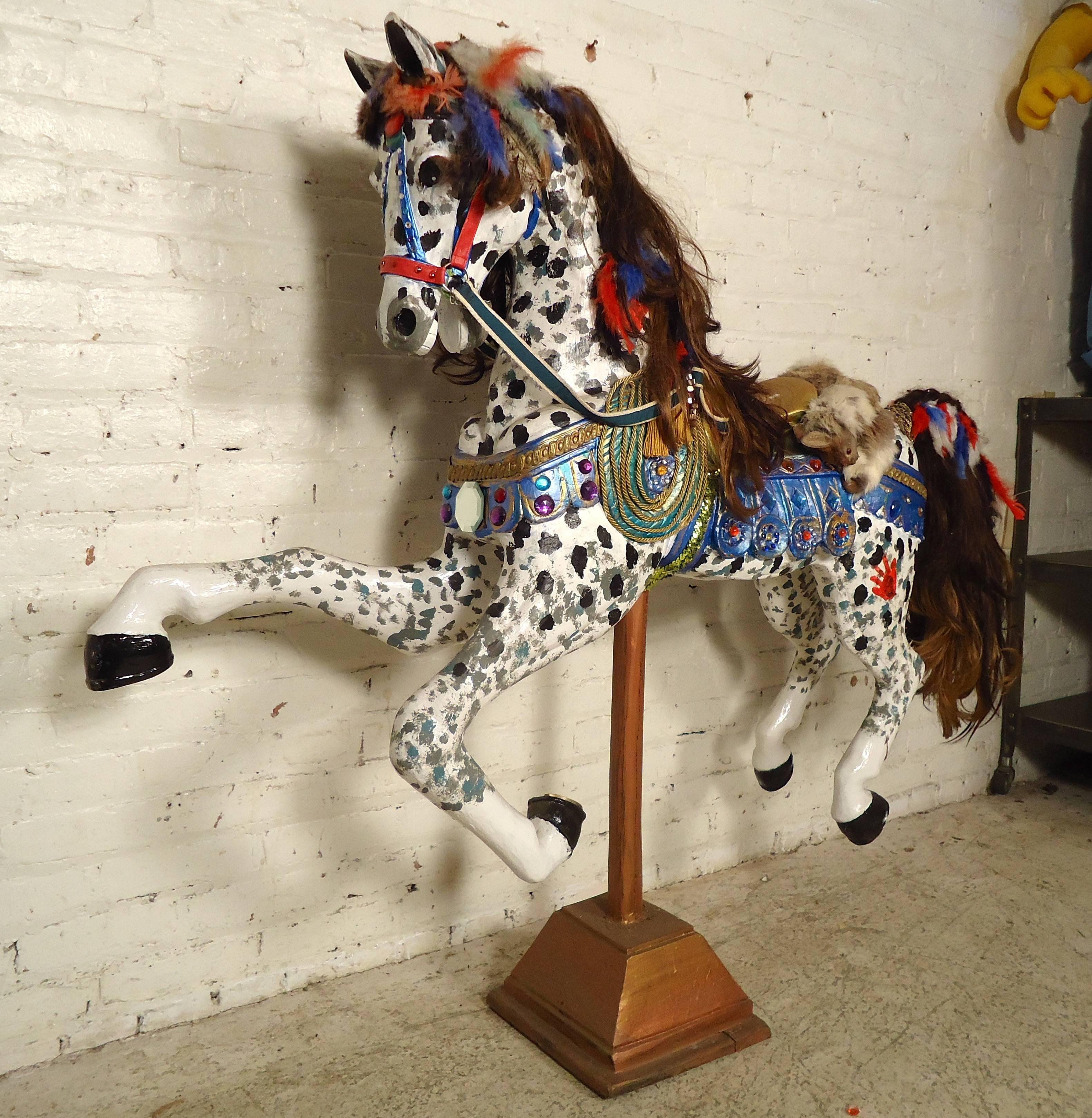 Mid-20th Century Vintage Antique Hand-Painted Wooden Horse