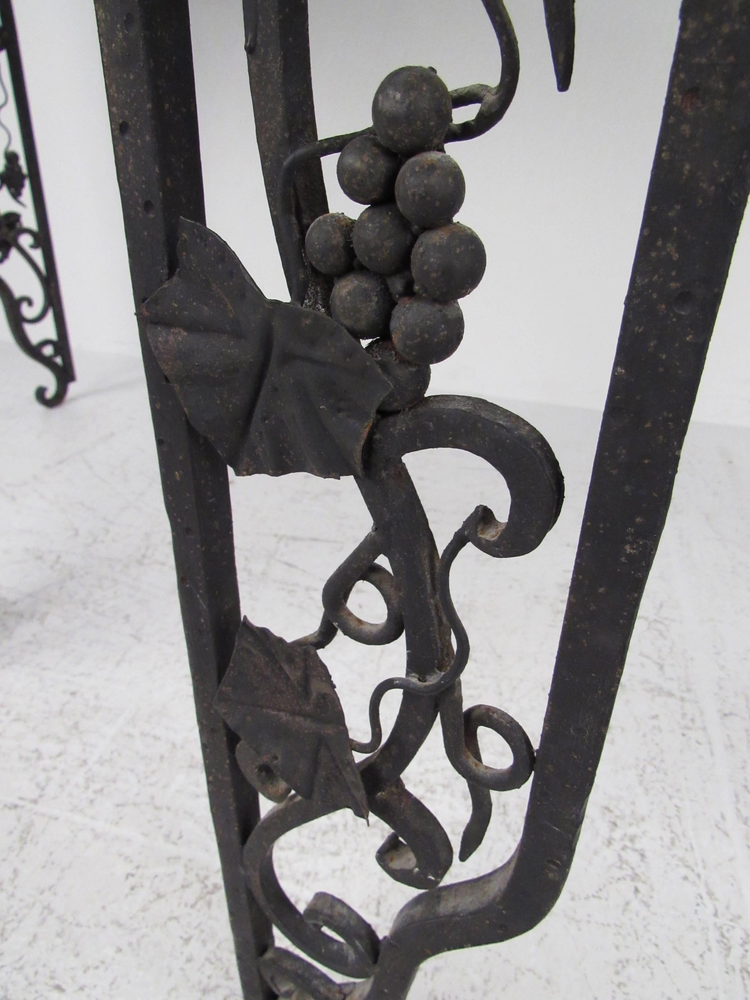 Vintage Iron and Marble Demilune Console Table For Sale 3