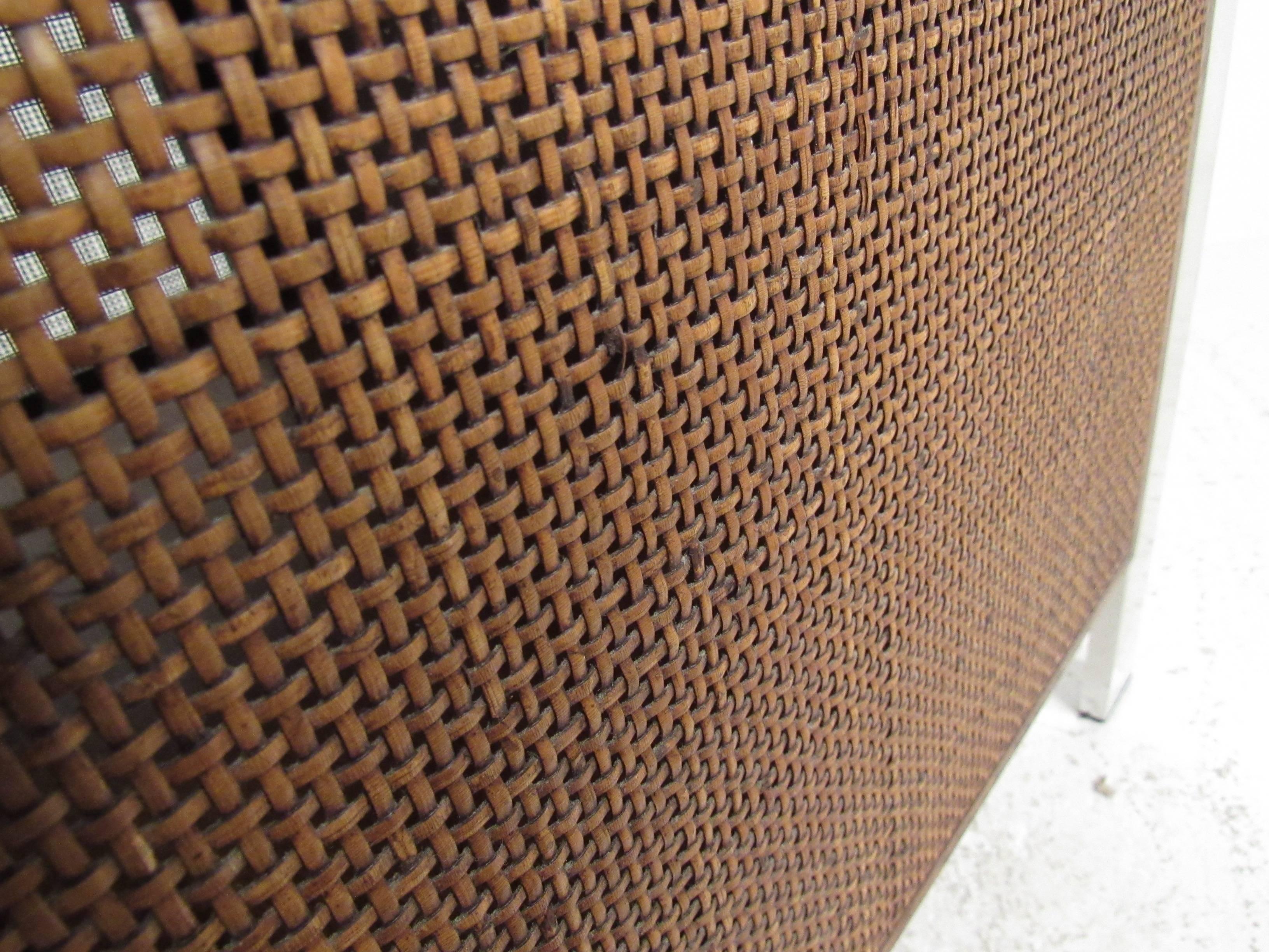 Mid-Century Modern Cane Front Storage Cabinet In Good Condition In Brooklyn, NY