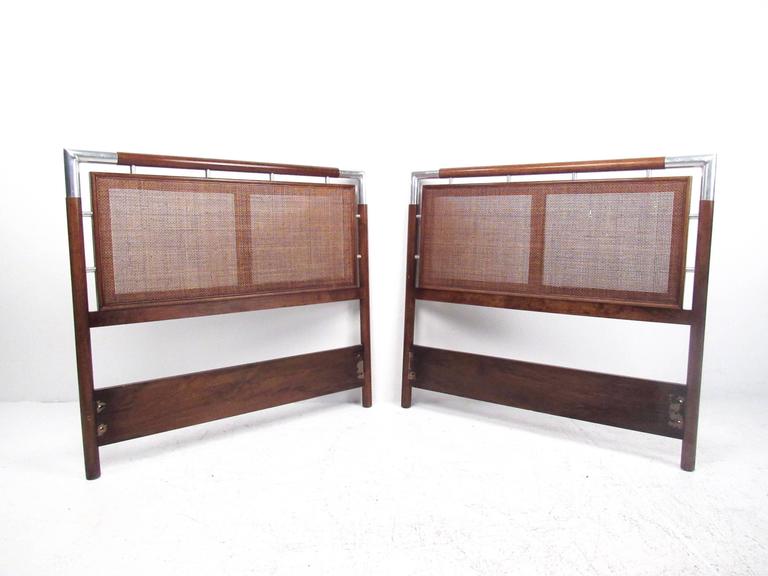 Pair of MidCentury Modern Cane and Chrome Twin Size Headboards at 1stDibs