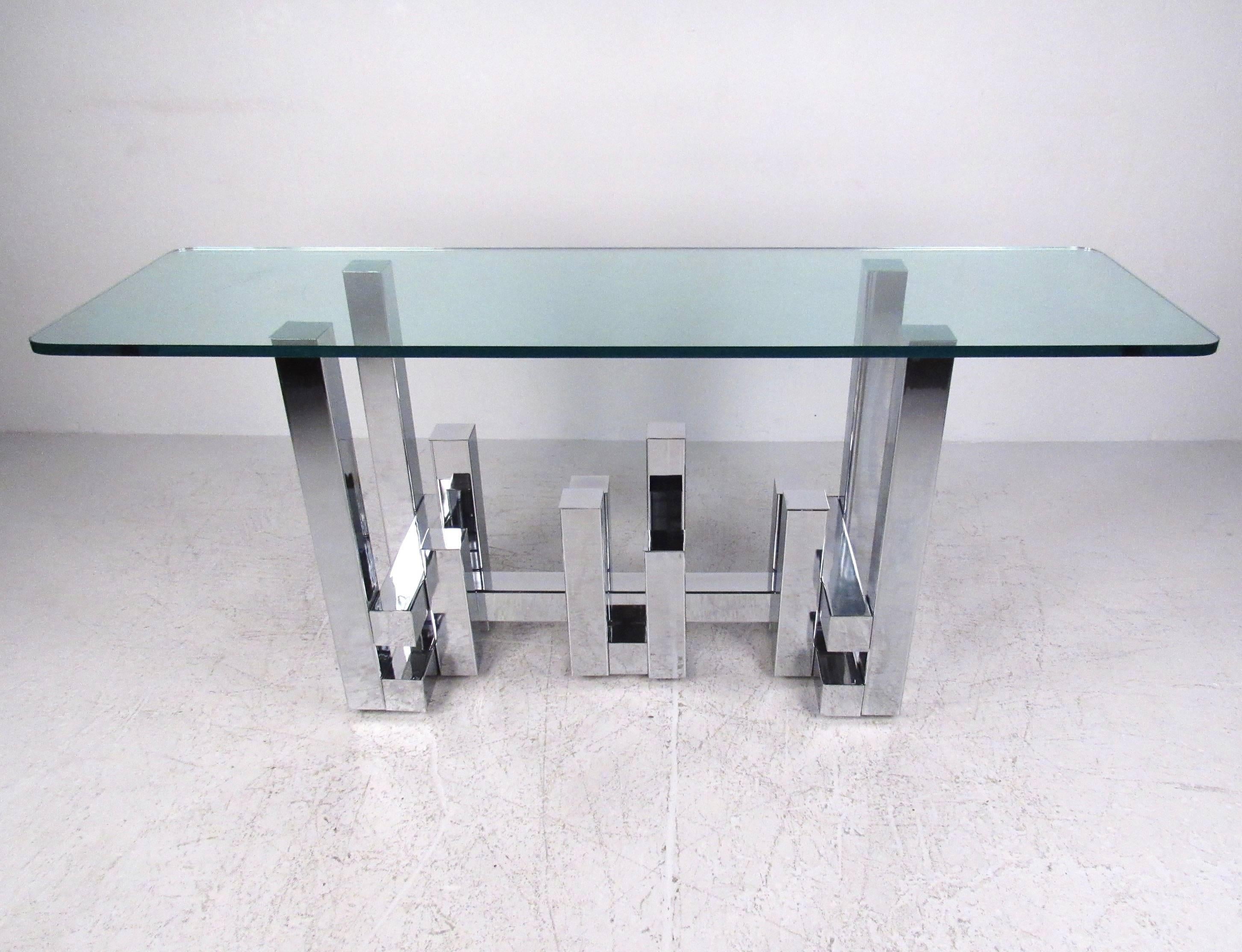 Mid-Century Modern Cityscape Style Console Table after Paul Evans