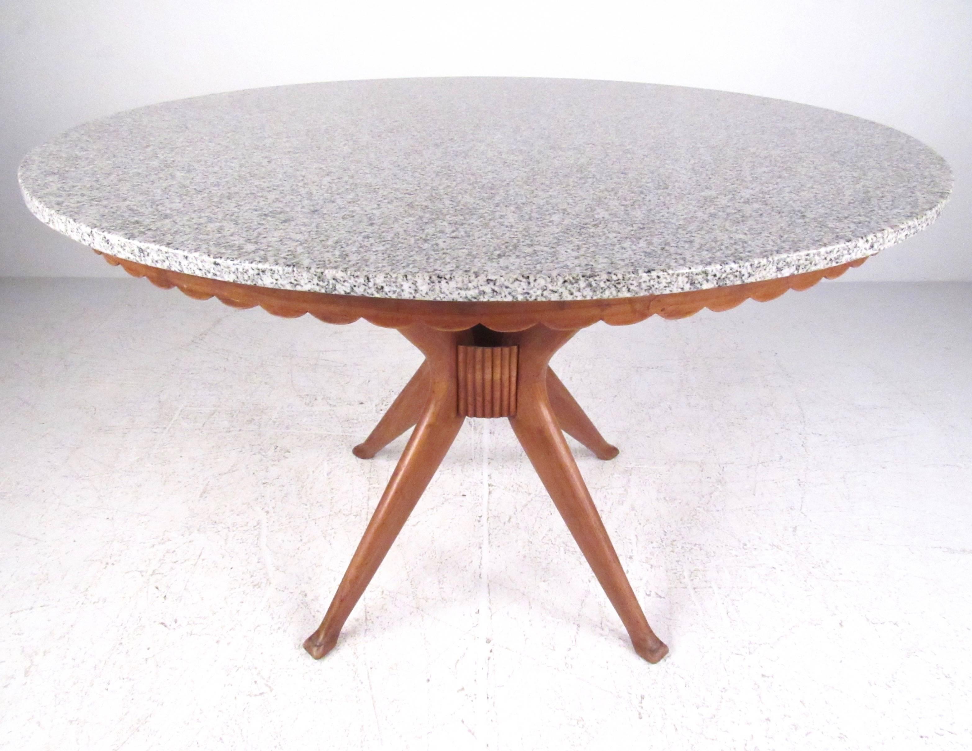 Italian Mid-Century Modern Marble Top Dassi Style Dining Table