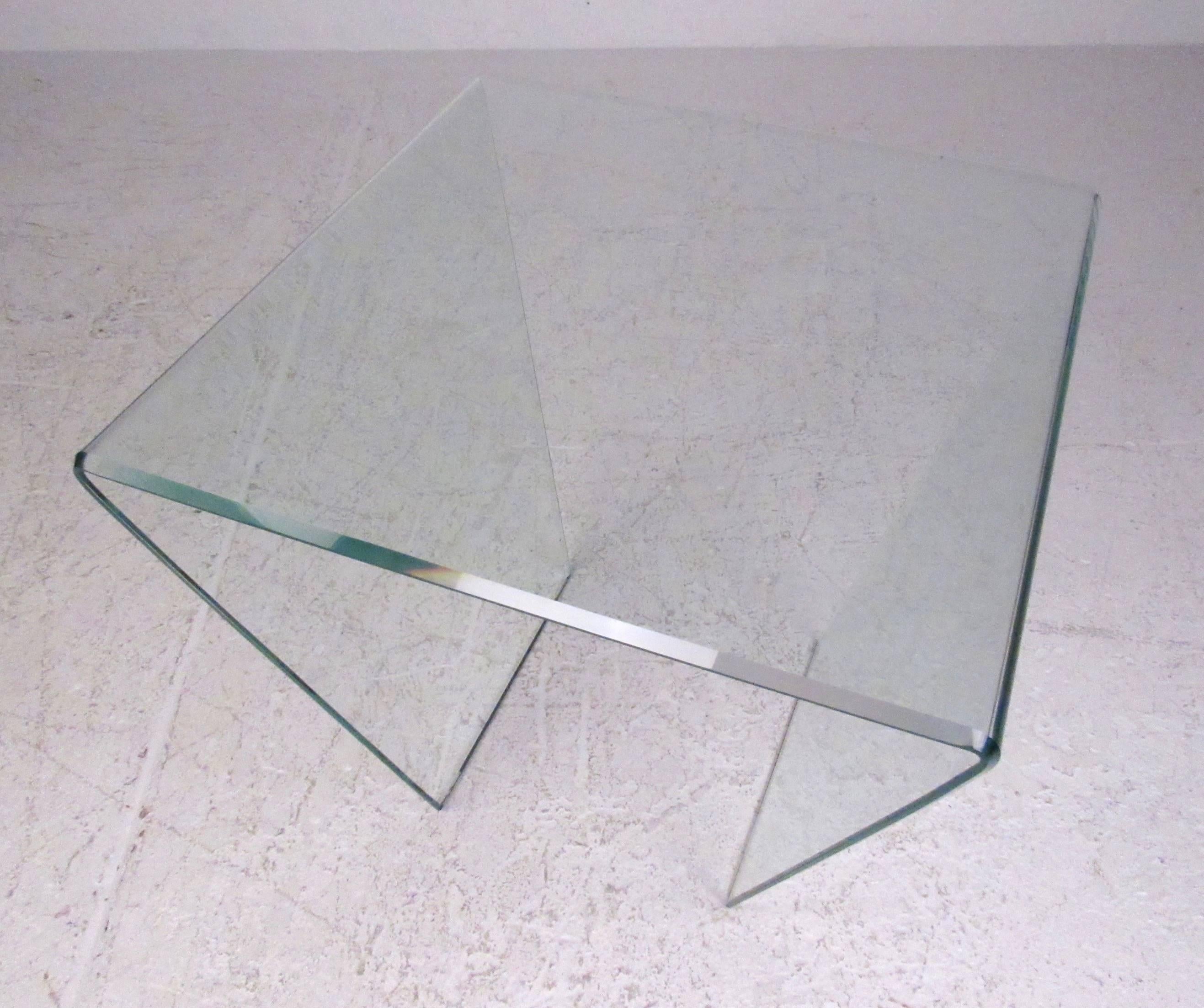bent glass end table