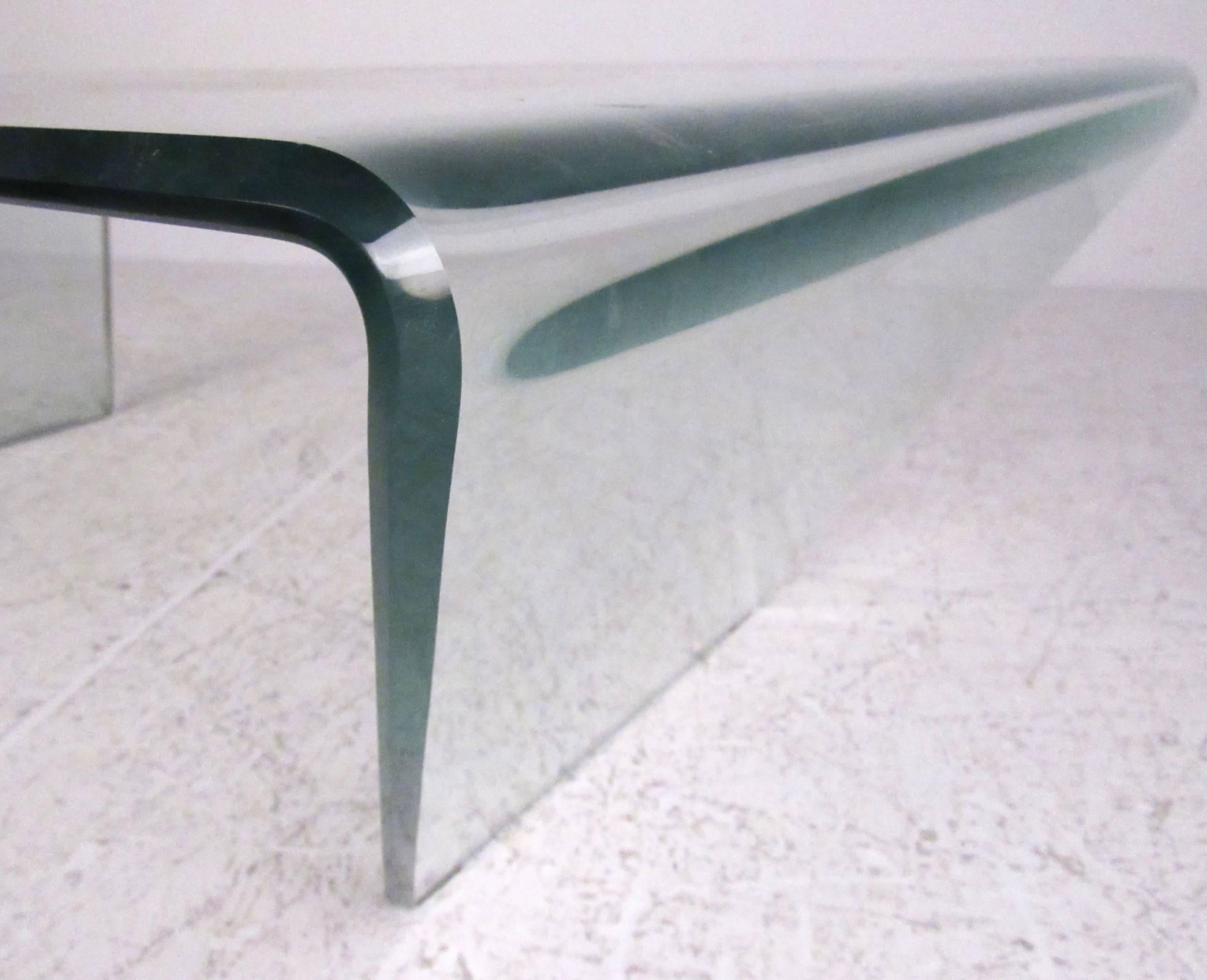 Contemporary Modern Curved Glass Coffee Table 1