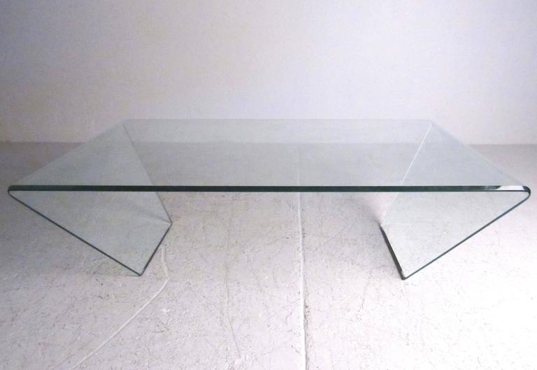 Contemporary Modern Curved Glass Coffee Table at 1stDibs