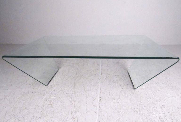 Contemporary Modern Curved Glass Coffee Table at 1stdibs