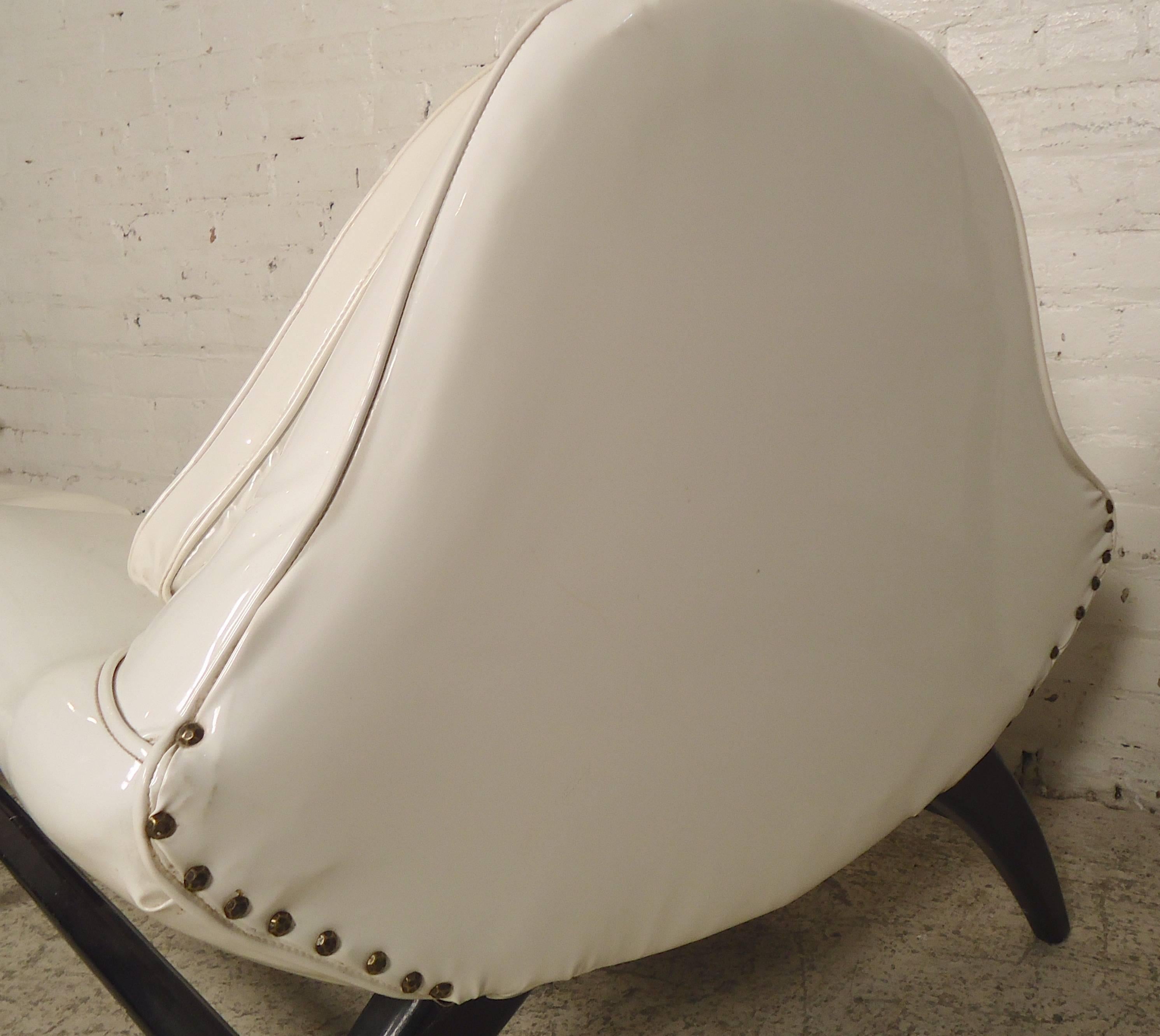 Vintage Modern Pearsall Gondola Chair and Ottoman In Good Condition In Brooklyn, NY