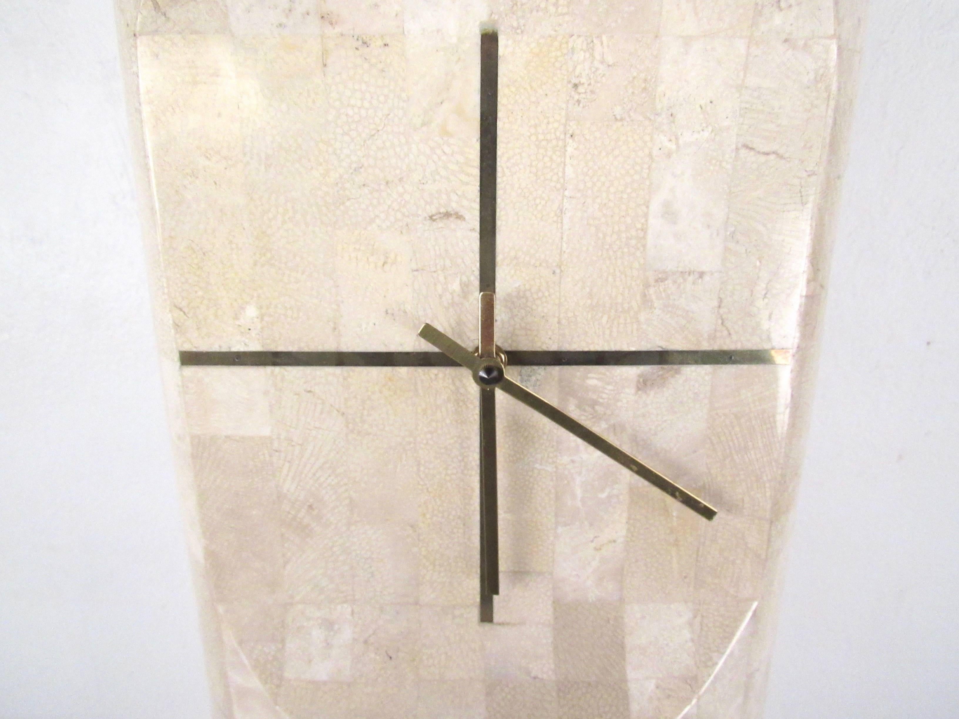 Mid-Century Modern Maitland-Smith Style Tessellated Stone Clock