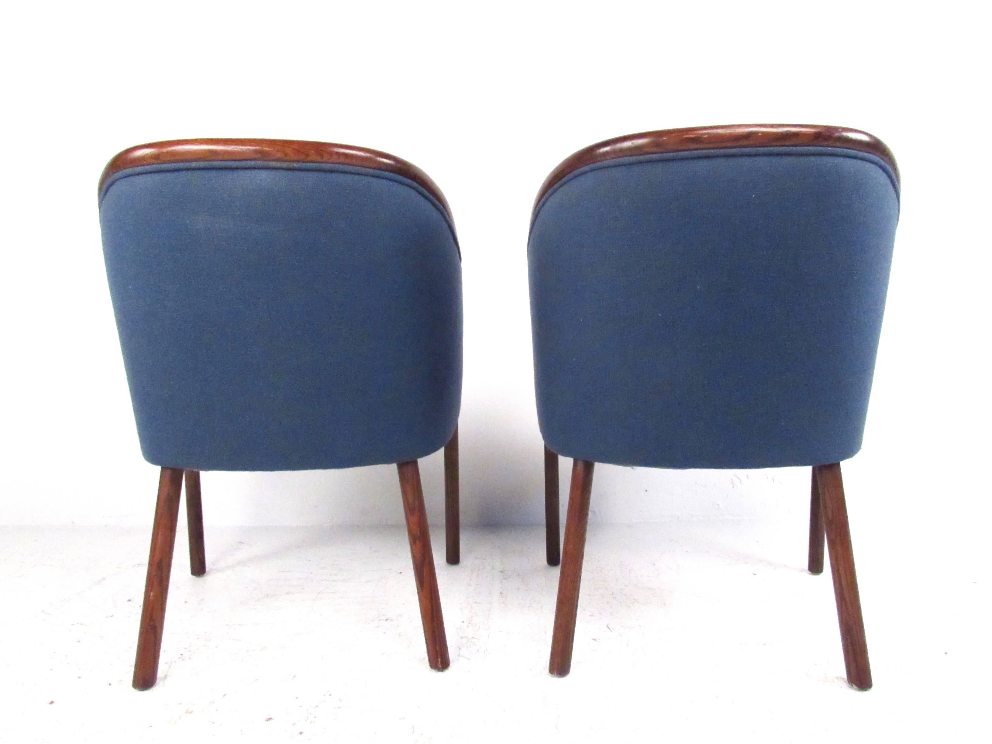 Fabric Pair of Mid-Century Modern Rosewood Side Chairs