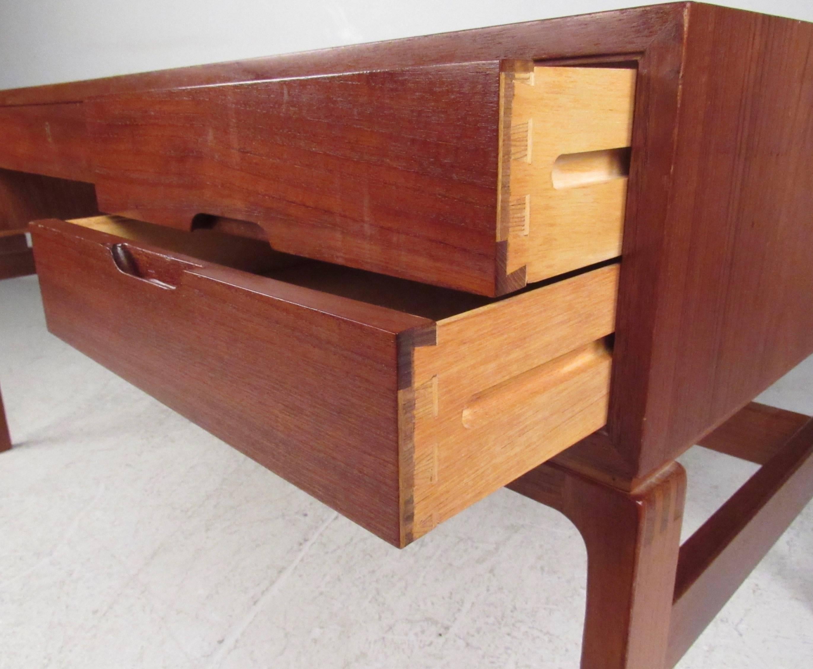 Danish Vintage Modern Teak Double-Sided Desk