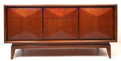 Unique Mid-Century Modern Diamond Front Dresser in the Style of Vladimir Kagan