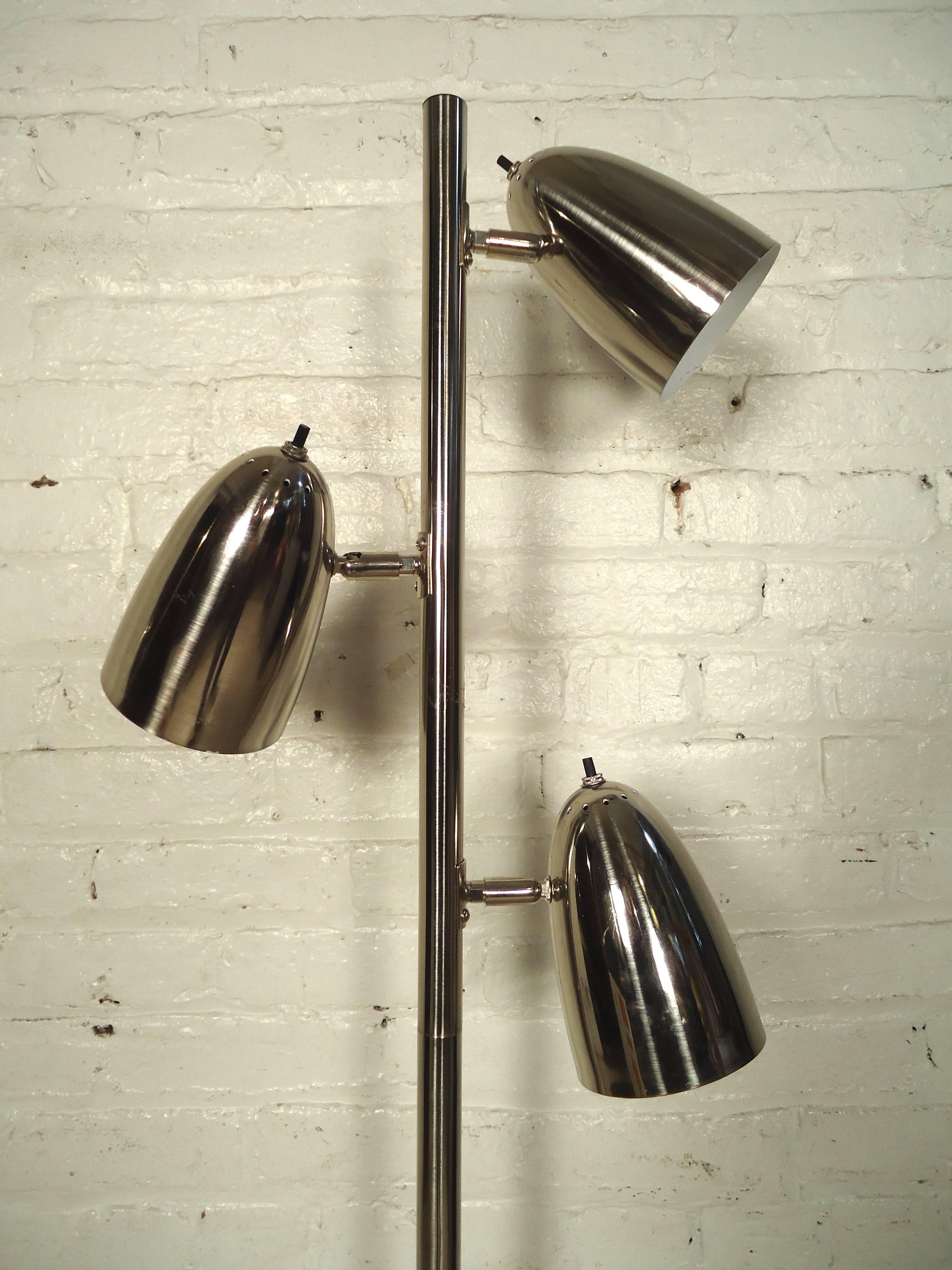 Mid-Century Modern Sleek Modern Three-Light Chrome Lamp