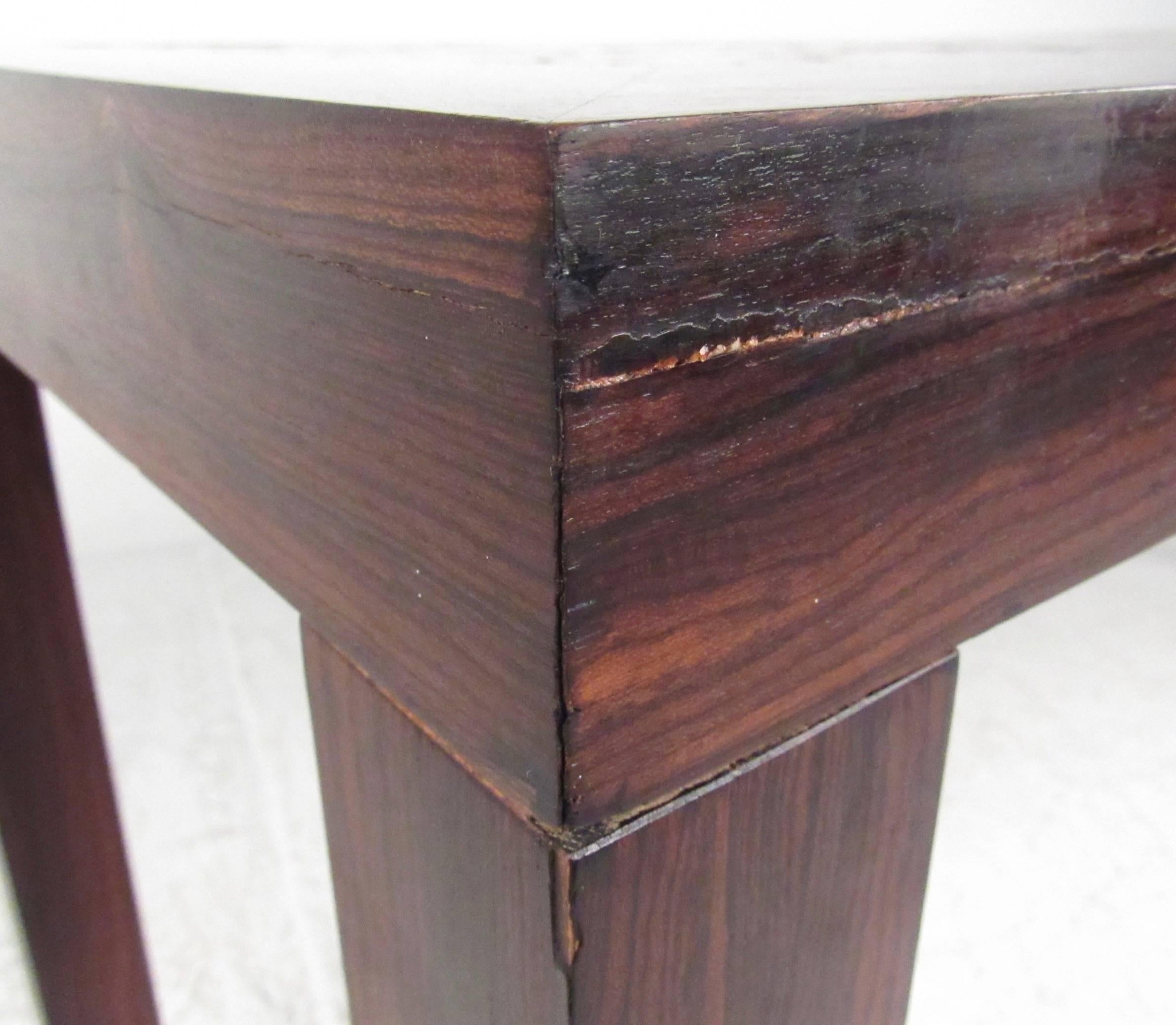 Danish Modern Rosewood Console Table with Tile, Inlay For Sale 1